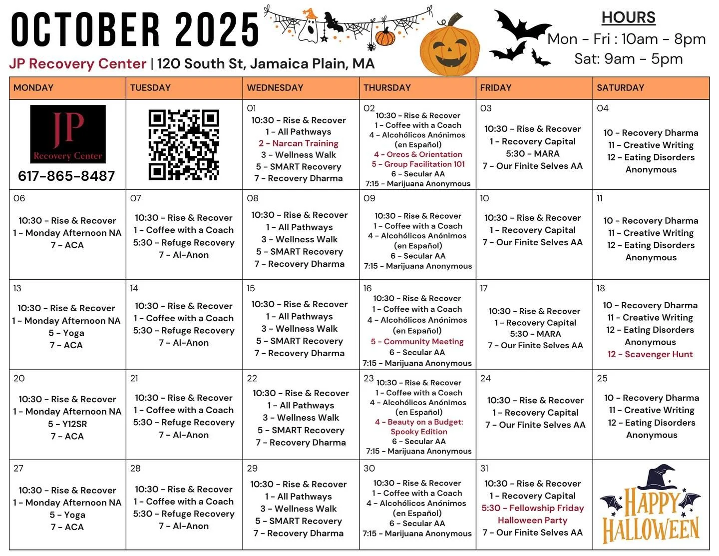 Our October calendar is now available! Some spooky events in honor of our favorite holiday! 🎃👻

Come check us out if you haven&rsquo;t already and if you have, hope to see you again soon!