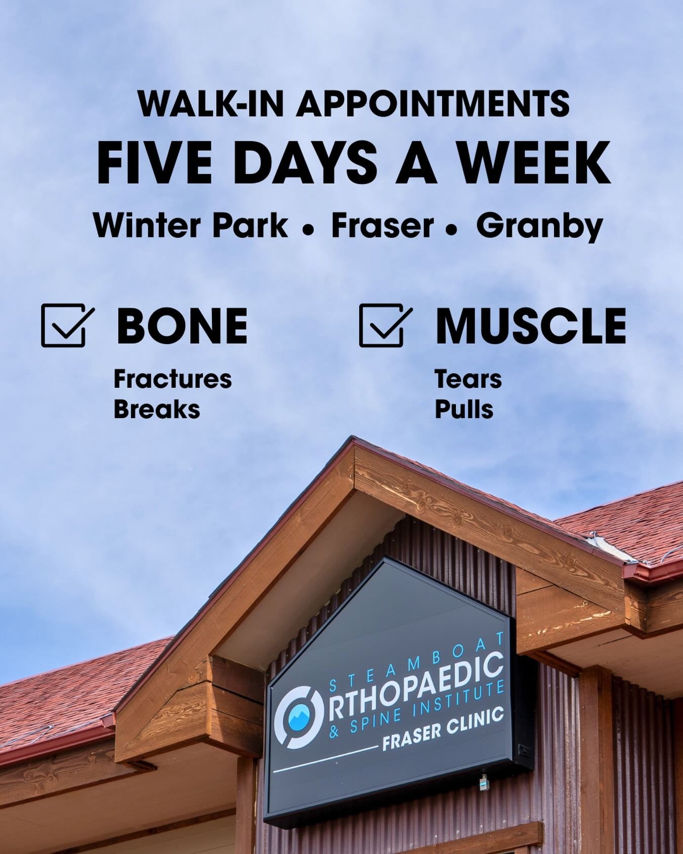 Did you get hurt out there?

Getting seen for your injury has never been more convenient in Grand County. If you took a fall at Winter Park Resort or exploring the backcountry, you can save yourself ample time AND money by skipping urgent care and vi