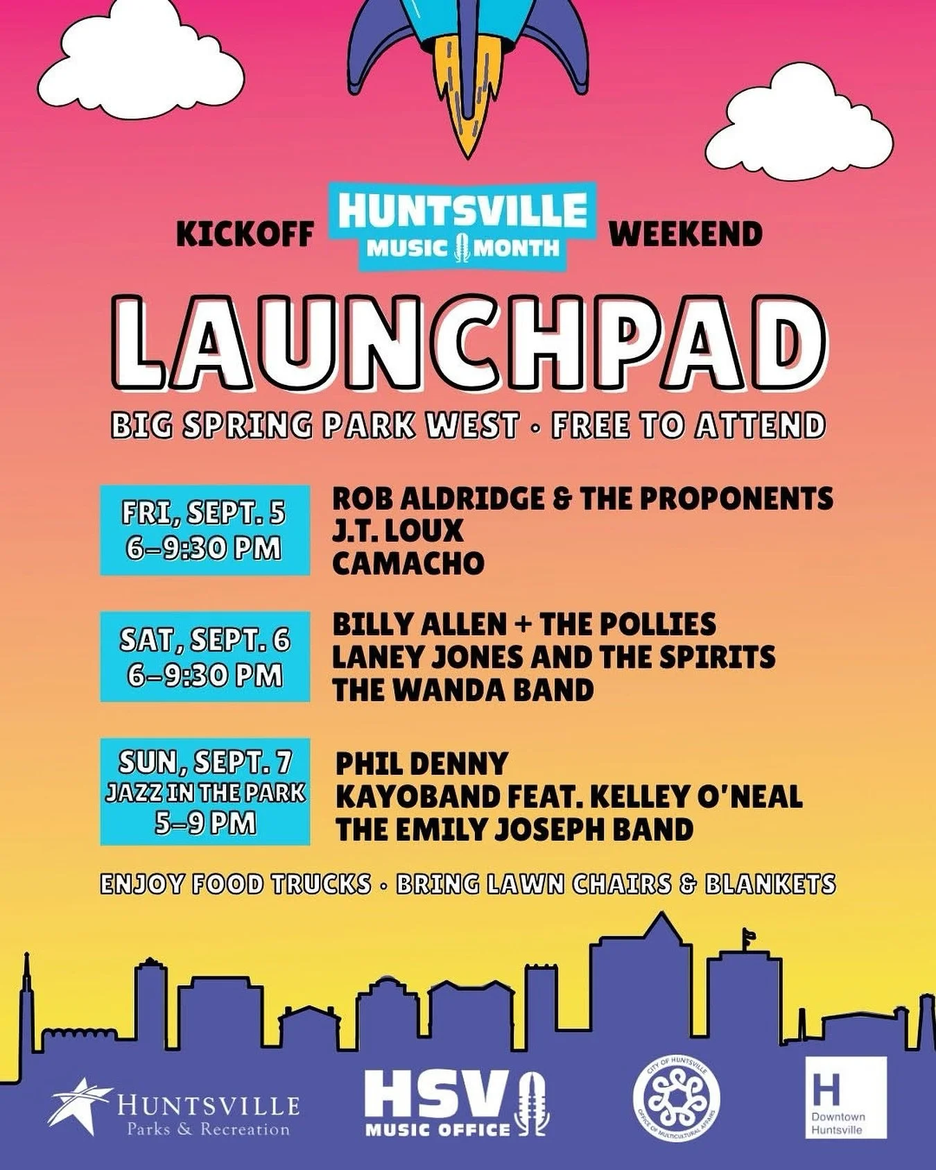 NEXT SHOW is this Friday! If you missed out on the album show last weekend, we&rsquo;re playing Big Spring Park for @huntsvillemusicoffice LAUNCH pad, with @robmaldridge &amp; @jtloux and it&rsquo;s FREE. Starts @ 6 and we&rsquo;re opening the show. 