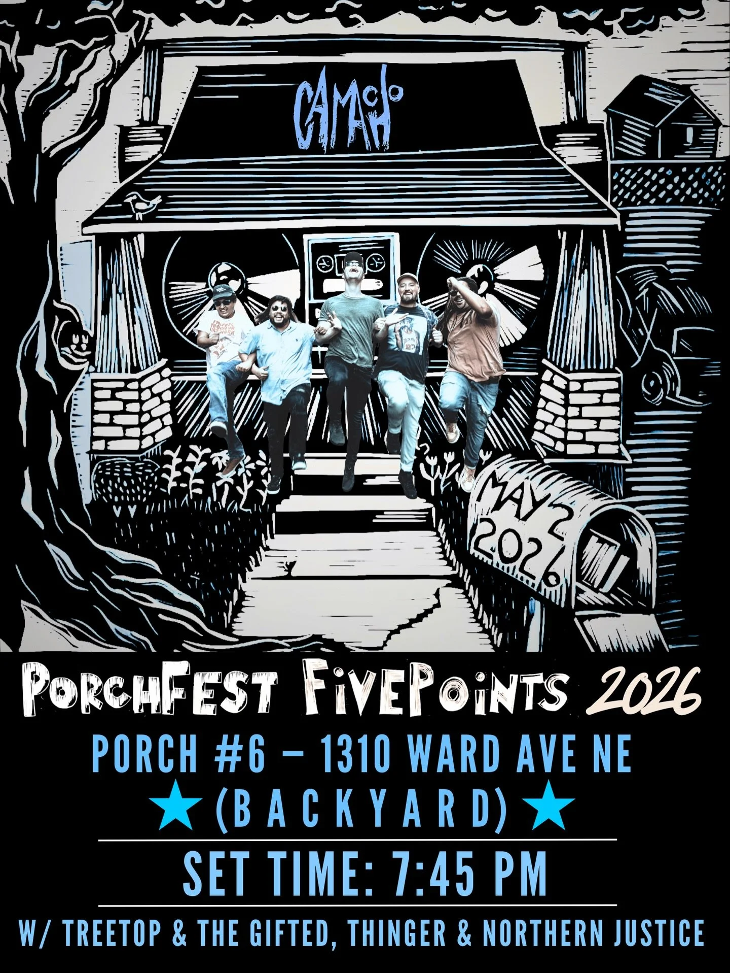 PORCHFEST UPDATE - we&rsquo;re now performing at Porch 6: 1310 Ward Ave NE (BACKYARD) at 7:45pm and wanna make it count, come out and enjoy what we do while we enjoy doing it for you. Let&rsquo;s have some fun, see you tomorrow. Original flyer by @in