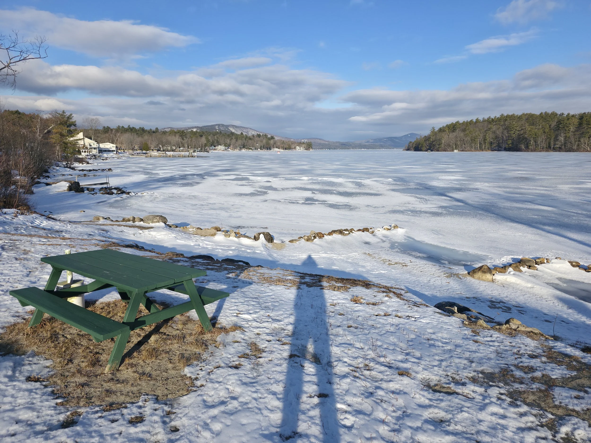 My shadow in Bristol the day we moved from the Newfound Lake area to the NH Seacoast area, January 13, 2026