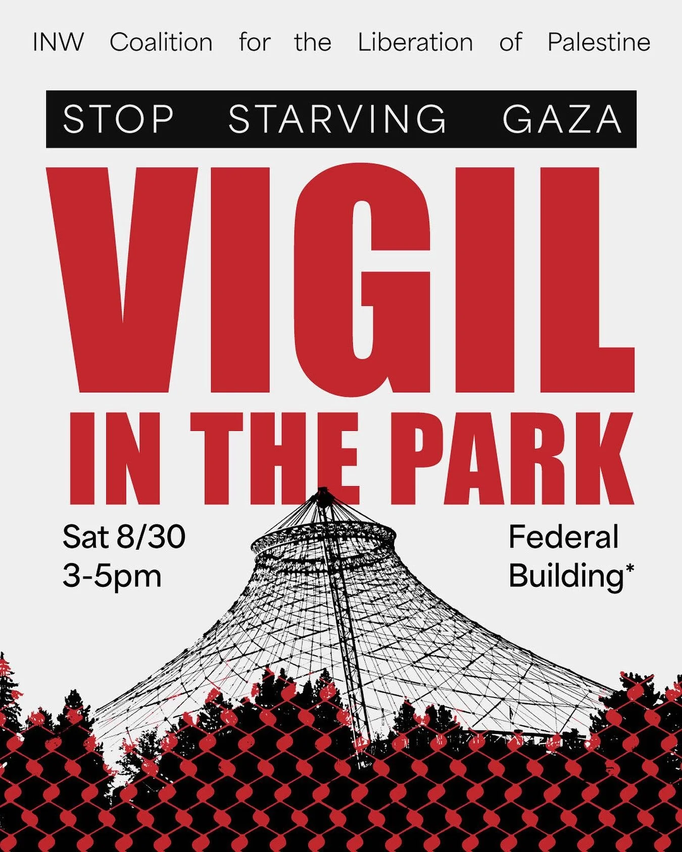 Join us at Pig Out in the Park to stand vigil for those in Gaza who are being deprived of food. 

We in Spokane are lucky to have access to the food served at Pig Out in the Park. Food is a human right, and Israel and the United States&rsquo; purpose