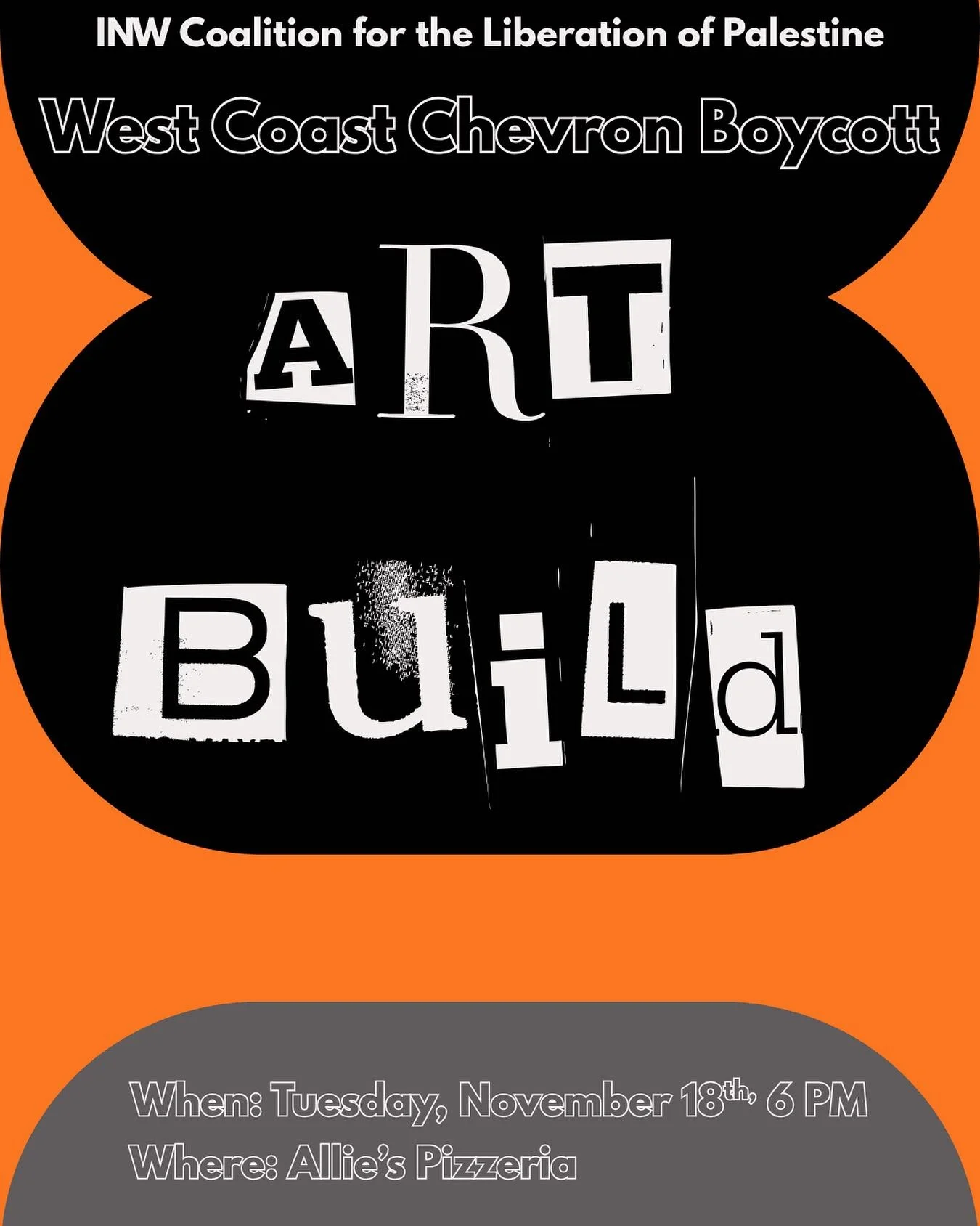 Build a banner with us this Tuesday to support the West Coast Boycott Chevron Fall 2025 Tour! 

🗓️ Tuesday, November 18th
⏰6:00-7:30 PM
📍1314 S. Grand Blvd.

Chevron is a priority boycott target of @bds.movement. The BDS Boycott Chevron Global Day 