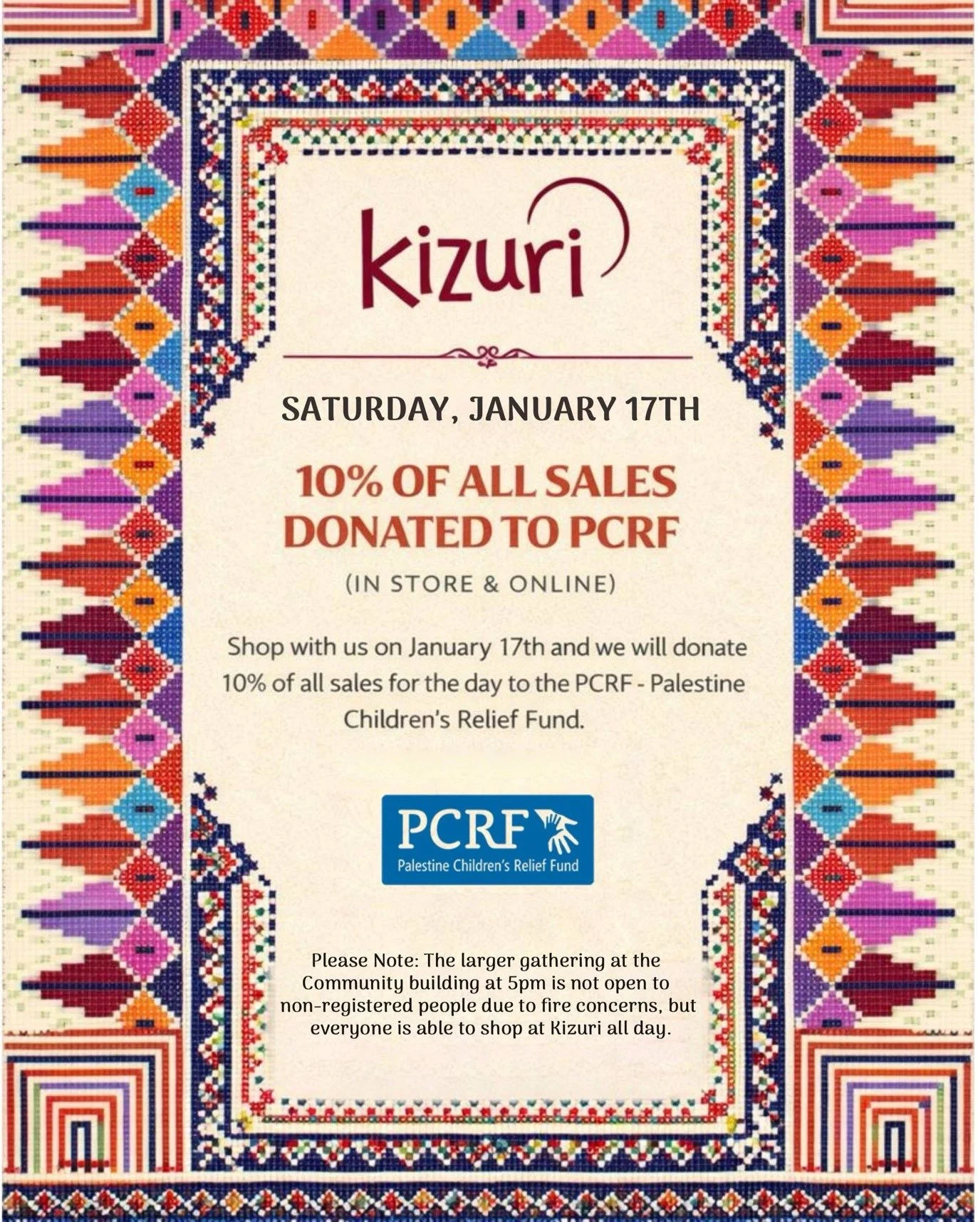If you shop at @kizurispokane at any point on Jan. 17th, 10% of proceeds will go to the Palestine Children's Relief Fund!

On behalf of the INWCLP community, we are hugely grateful to this wonderful local business for supporting such an important cau