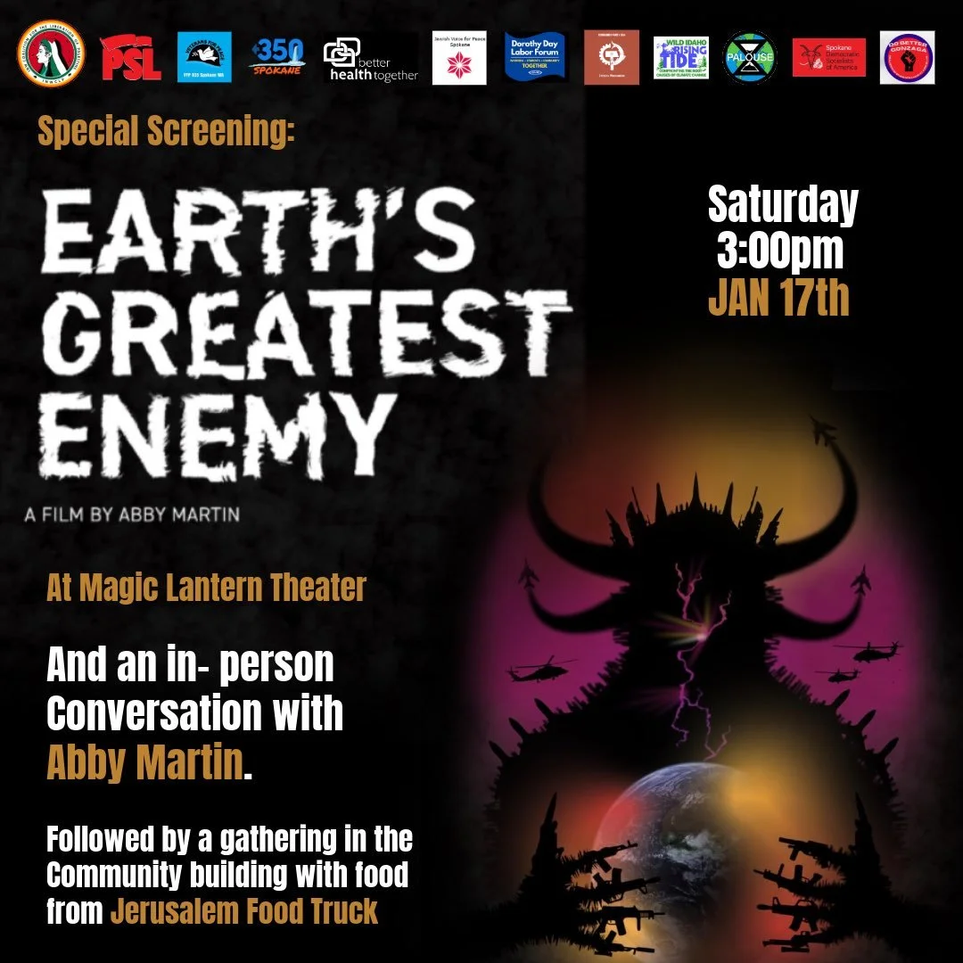 Join us for a special film screening and discussion of Earth&rsquo;s Greatest Enemy, followed by a discussion with director Abby Martin.

Admission to the film is free, but there is an opportunity to donate directly to Abby Martin at purchase. Ticket