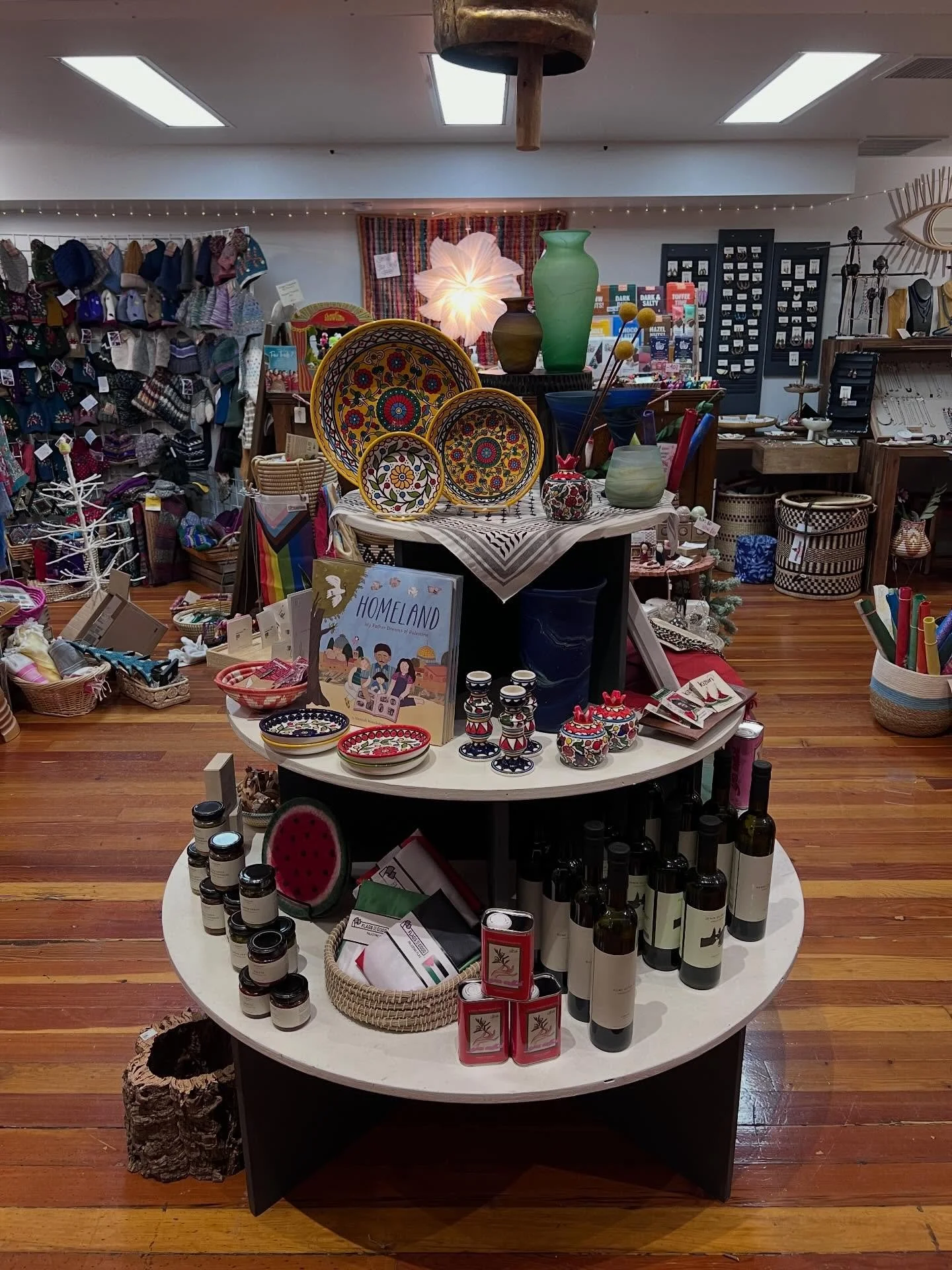 In honor of tonight&rsquo;s event, @kizurispokane (at 35 W Main Ave) has created a display featuring the products they sell that are from Palestine and/or made by Palestinians. These products are always available in the store, but if you stop by at a