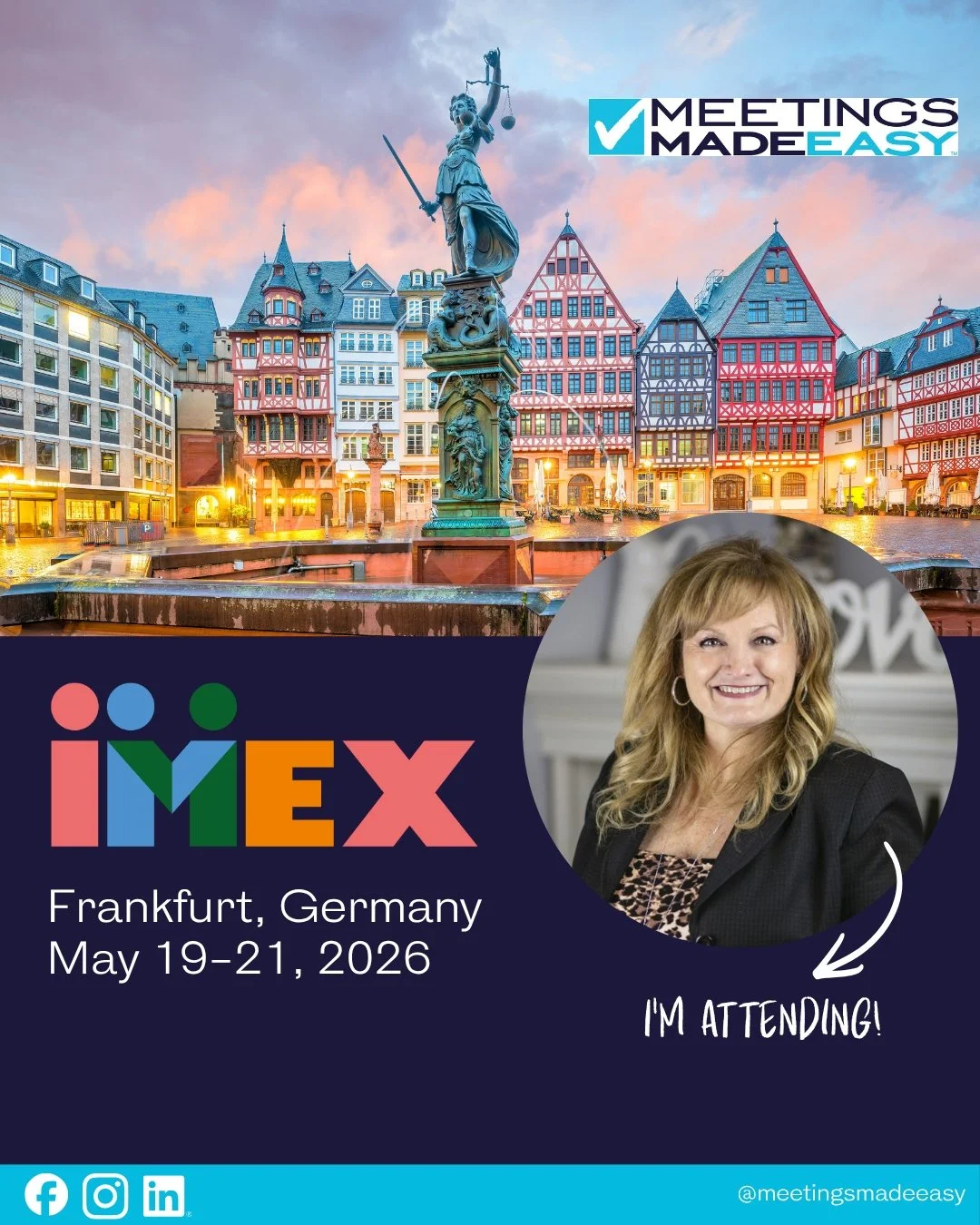 Our very own Yvette is heading to IMEX Frankfurt in Frankfurt from May 19&ndash;21 🇩🇪 

Excited to connect, explore what's next in the meetings industry, and continue building incredible partnerships around the globe. See you at IMEX! 
#eventprof #