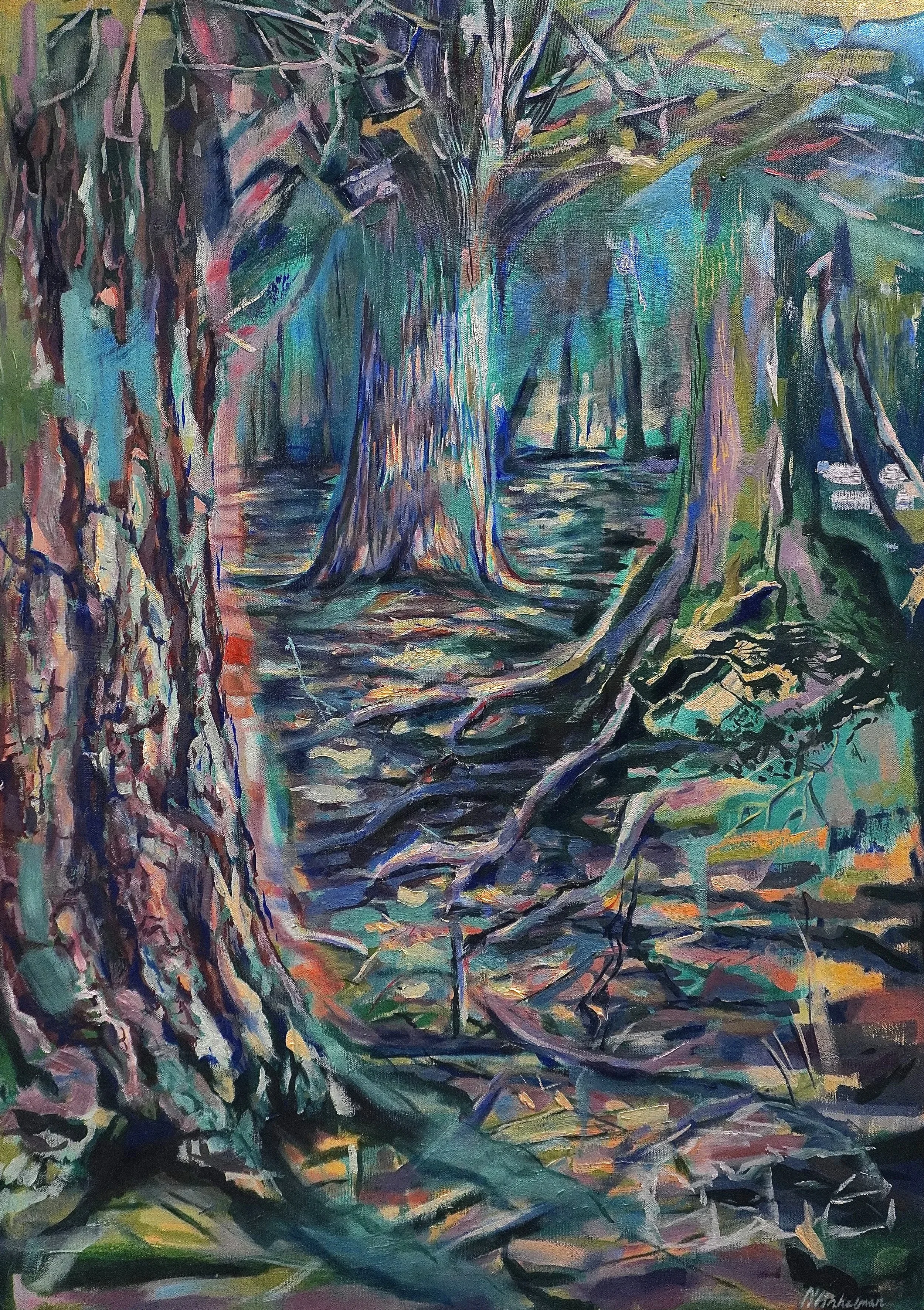old growth.  
oil on canvas 
36 x 24 in. 2026  