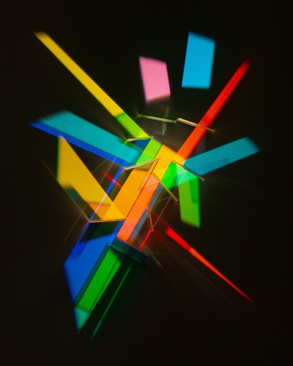 astrothebaptist, Kandinsky. 30" x 24" 2022
light, dichroic filters on wood panel