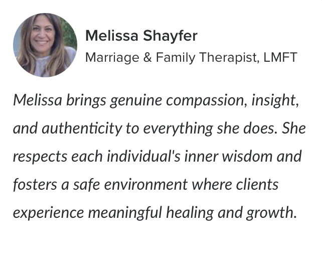Profile picture of Melissa Shayfer, a marriage and family therapist endorsing Melissa W Cooper as an excellent therapist.