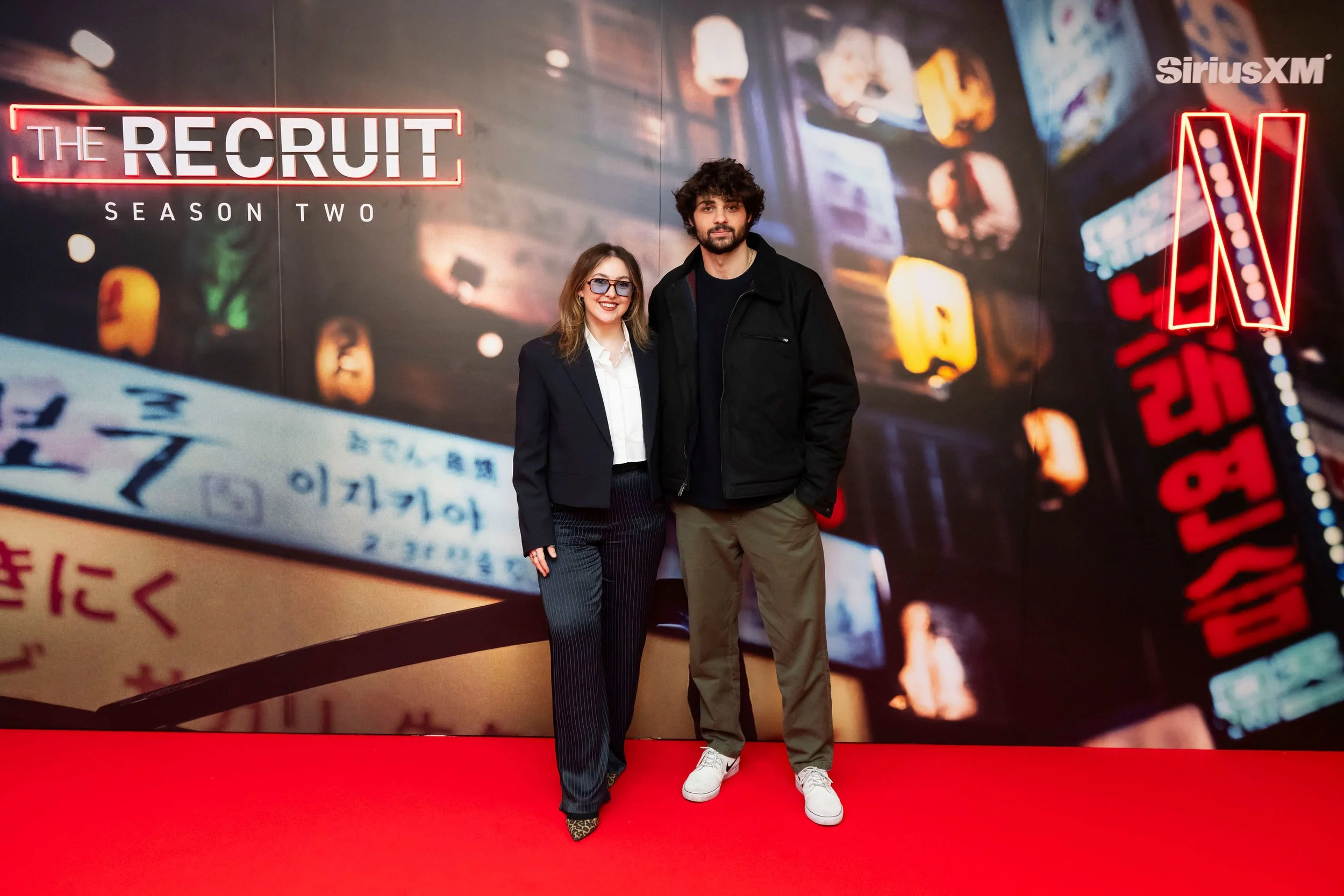 Emily Stranges and Noah Centineo at Netflix's The Recruit S2 / SiriusXM interview with Noah Centineo.
Photo credit Arthur Mola / Netflix.