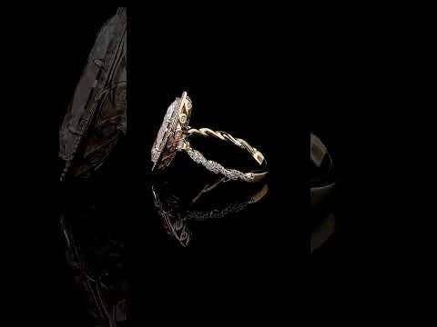 Custom vintage halo marquise engagement ring in 18k gold. #vintagering #ringgoals #marquisering