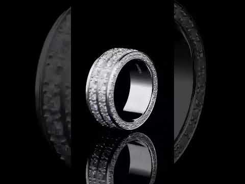 Custom 9mm thick white gold men's diamond wedding band. #weddingband #diamondband #customring