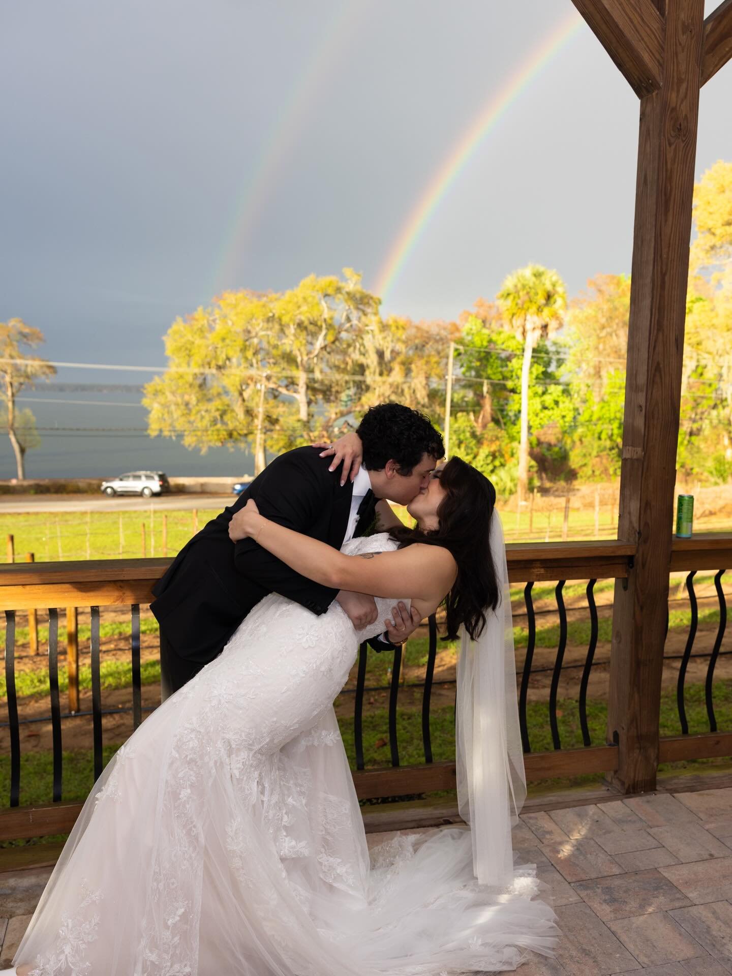 They promised forever in the rain and the rainbow sealed the promise. ✨💍🌈