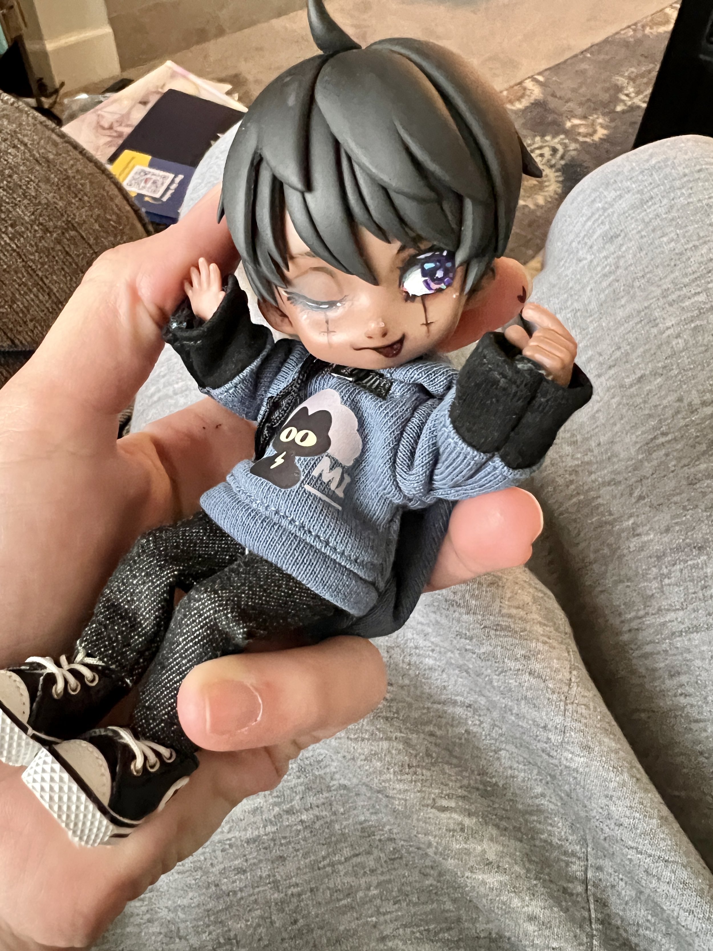 Nendroid doll, faceup by Kaizuart, hair sculpt by KKBJD on Etsy