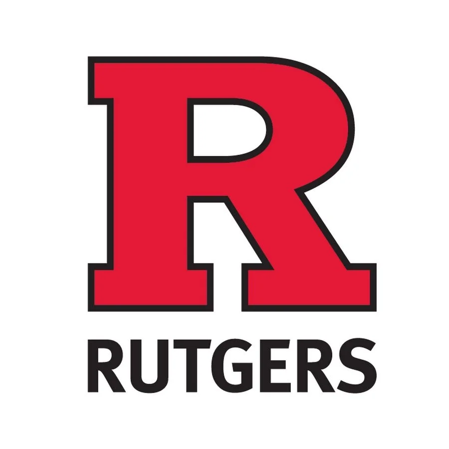 Red letter 'R' logo above the word 'RUTGERS' in black text on a white background.
