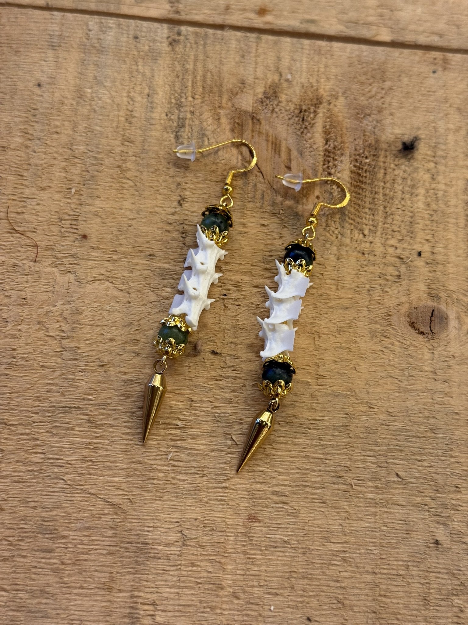 Rattle Snake and Nephrite Jade Hypoallergenic Earrings