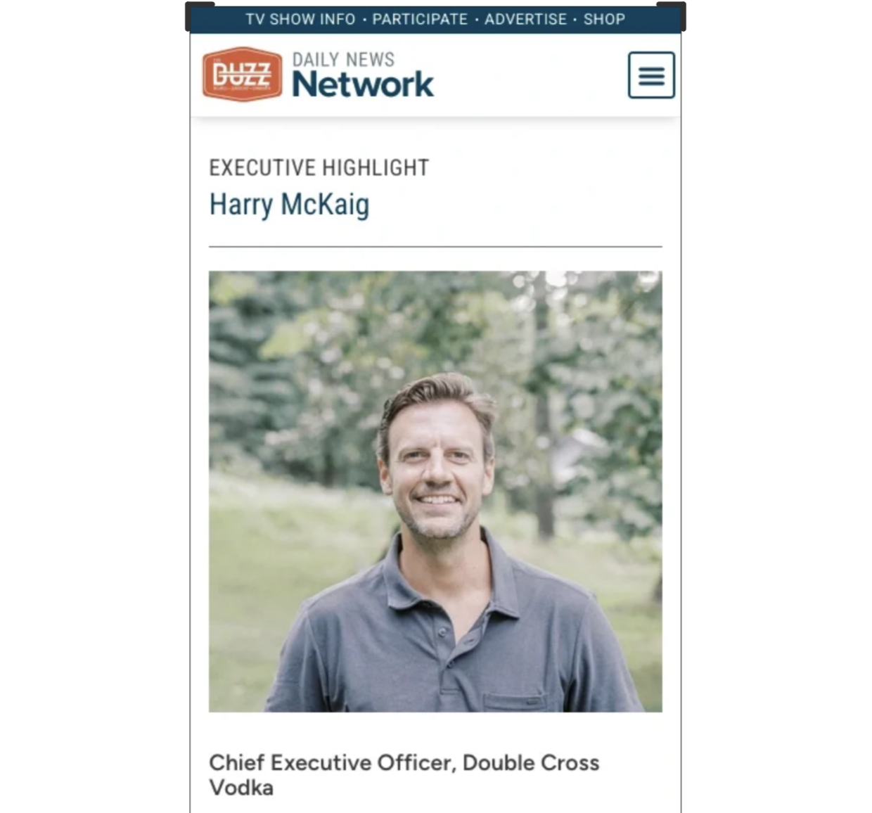 Harry McKaig CEO Double Cross Vodka food and beverage CPG operator Georgetown MSF