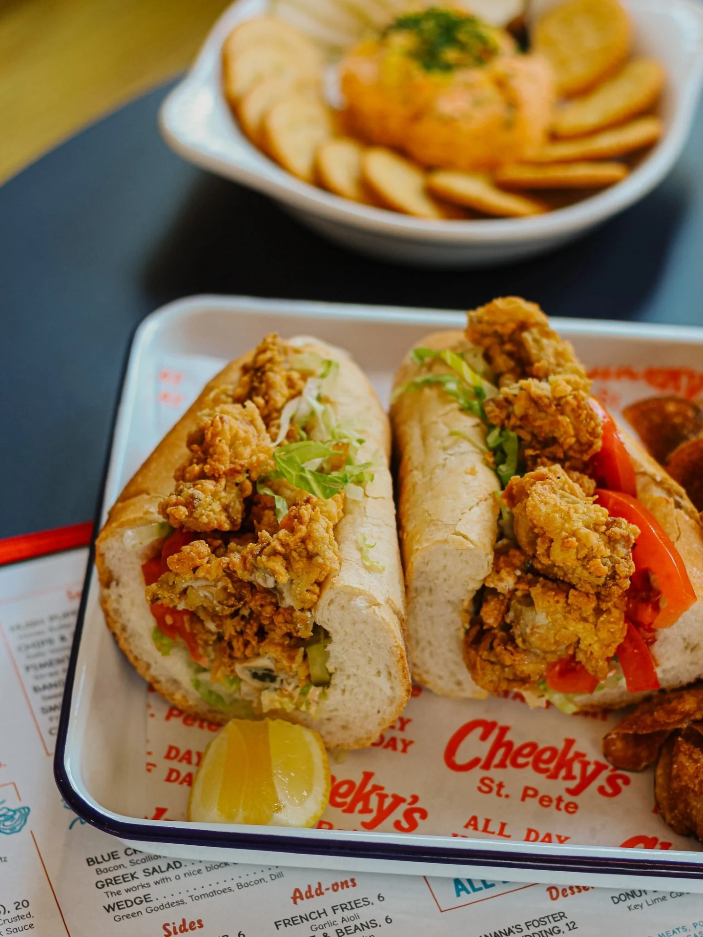 Po&rsquo;Boys on the mind 🦪🍸🍔🍺🦐

Fried gulf gem oysters piled high in fresh NOLA bread from @leidenheimerbakingco

We are open today from 12-8p. Happy Hour is 3-6p.