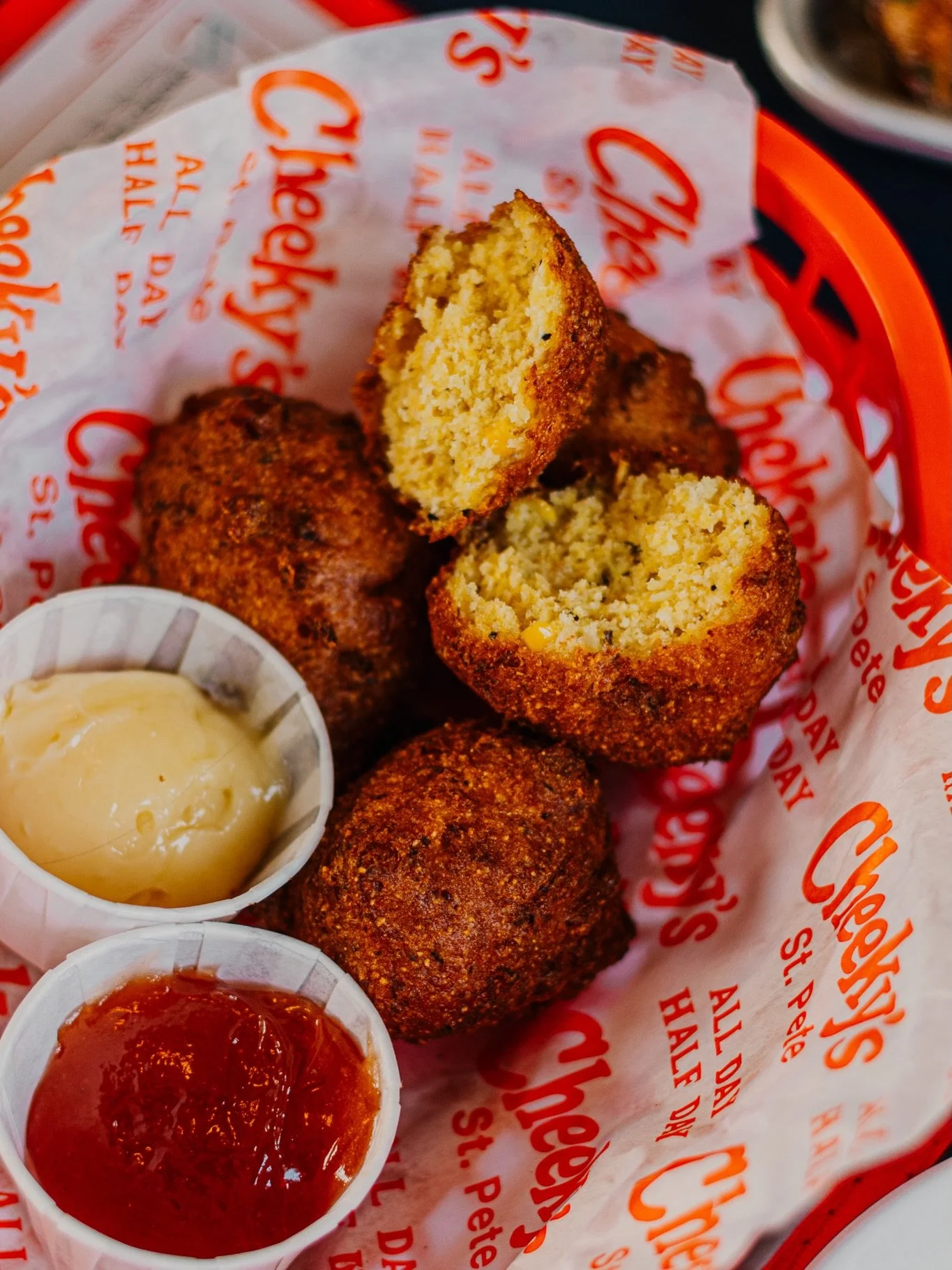 Proof that good things come in small, fried packages.

Cornbread hush puppies with scallions, honey butter and guava jelly.

Order them for the table&hellip; or for yourself.