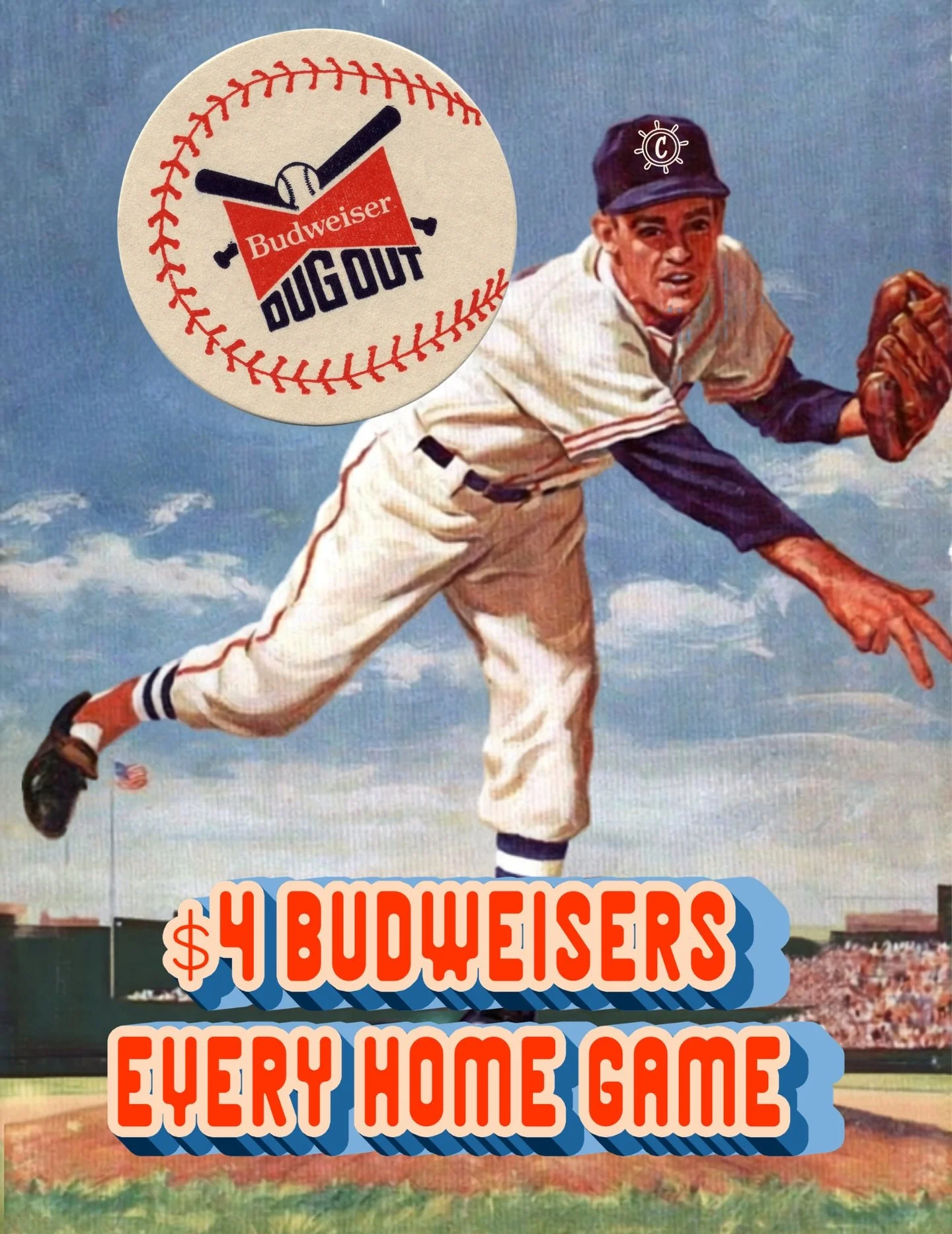 @raysbaseball play at home 🤝 we serve $4 Budweisers. 

Come by before, after or during the game ⚾️