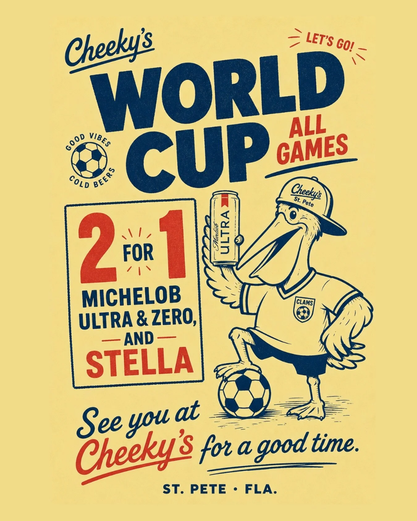 World Cup starts today 🏆⚽️

All matches at Cheeky&rsquo;s with 2-for-1 @michelobultra, Ultra Zero and @stellaartois during every game. 

Bar open late for USA matches. First match today at 3pm. 

See you here!