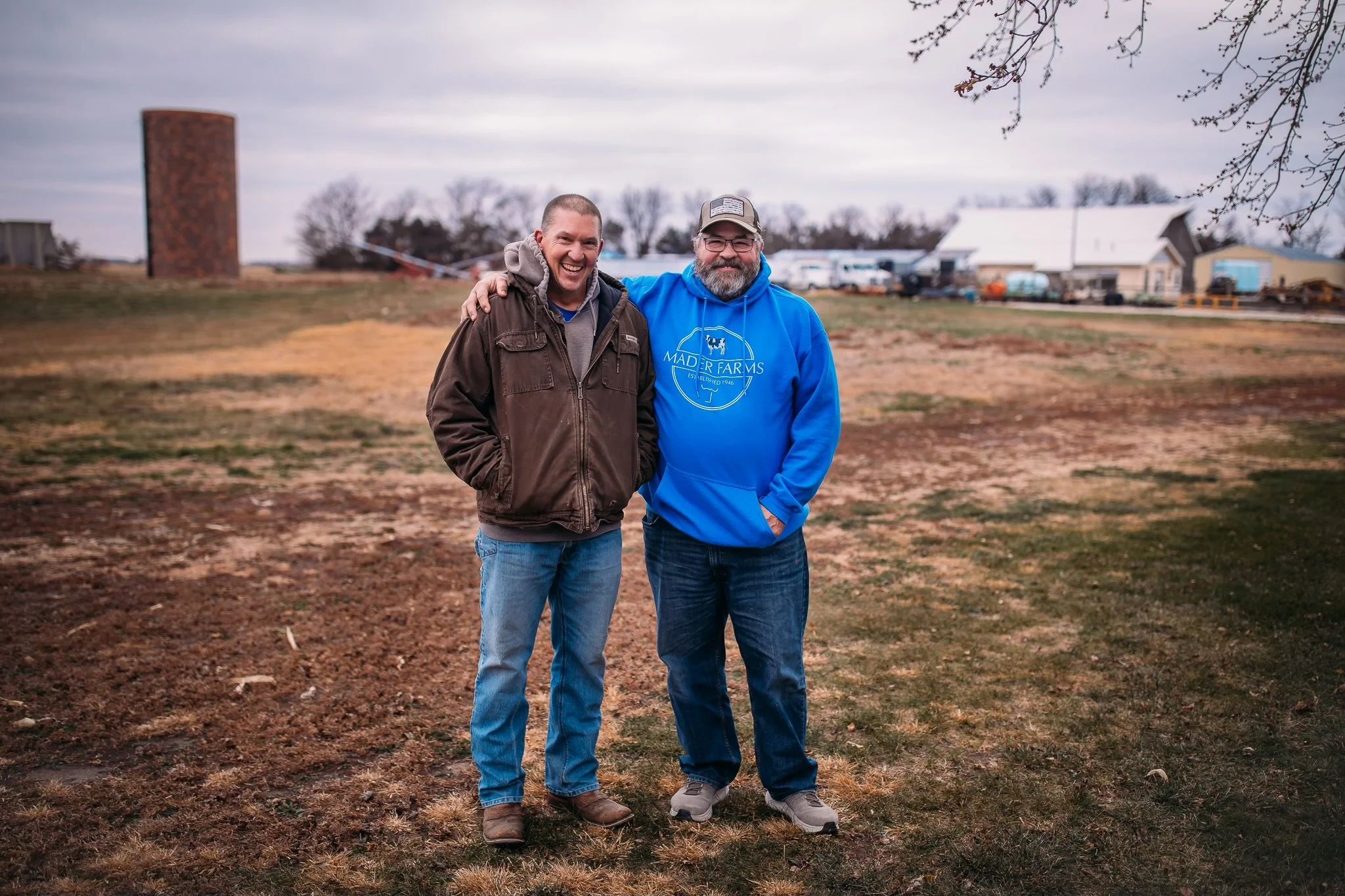 A conversation between Phil Mader (right) and his second cousin Zach Mader (left) who runs his operation on a neighboring Nebraska farm.