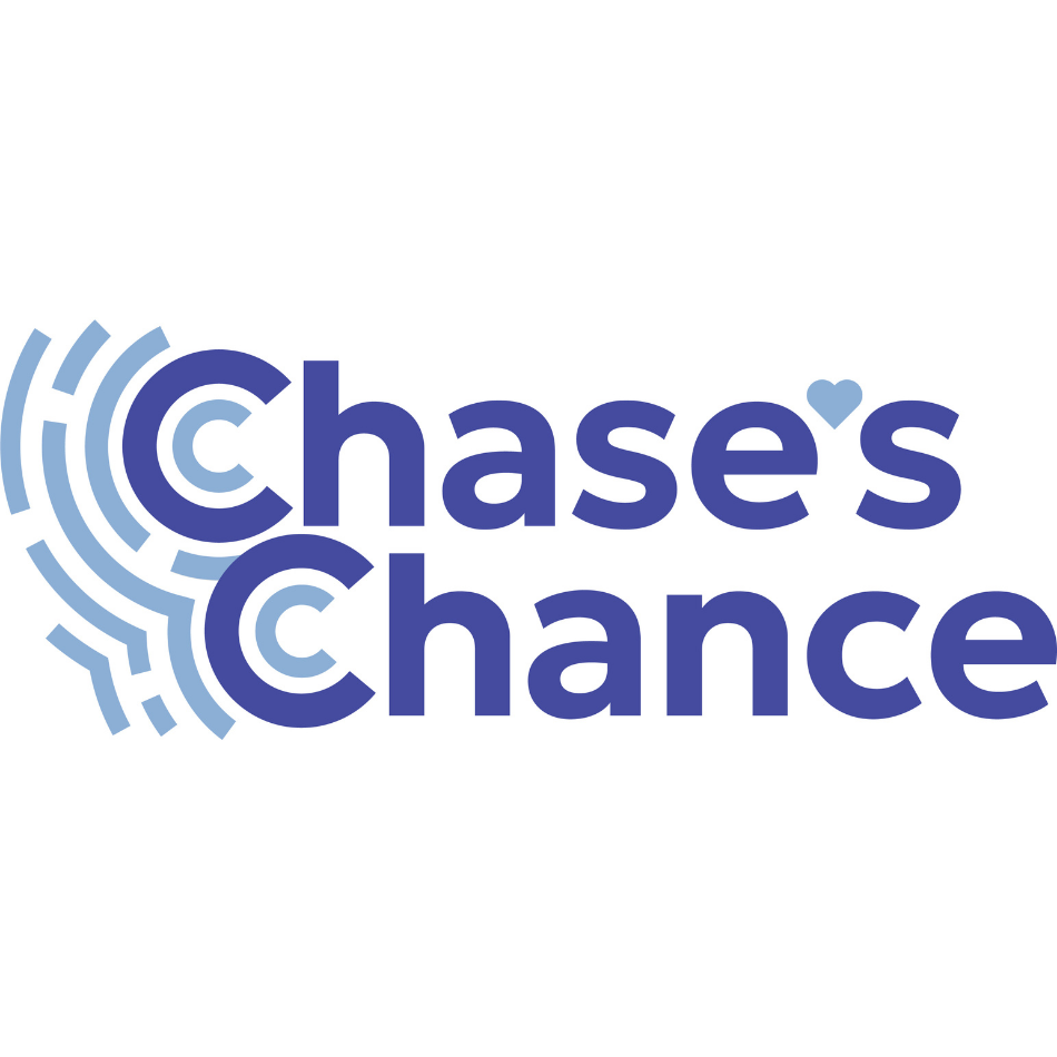 Logo with text 'Chase's Chance' and 'Serving others with heart' featuring two hands forming a heart shape.