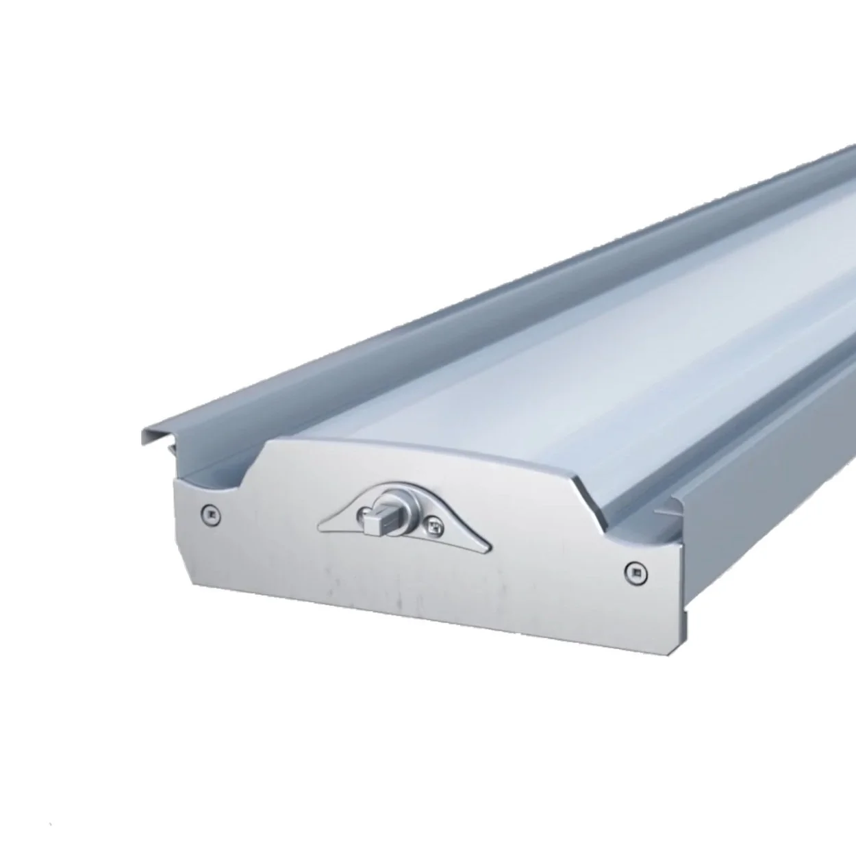 Metallic linear light fixture on white background