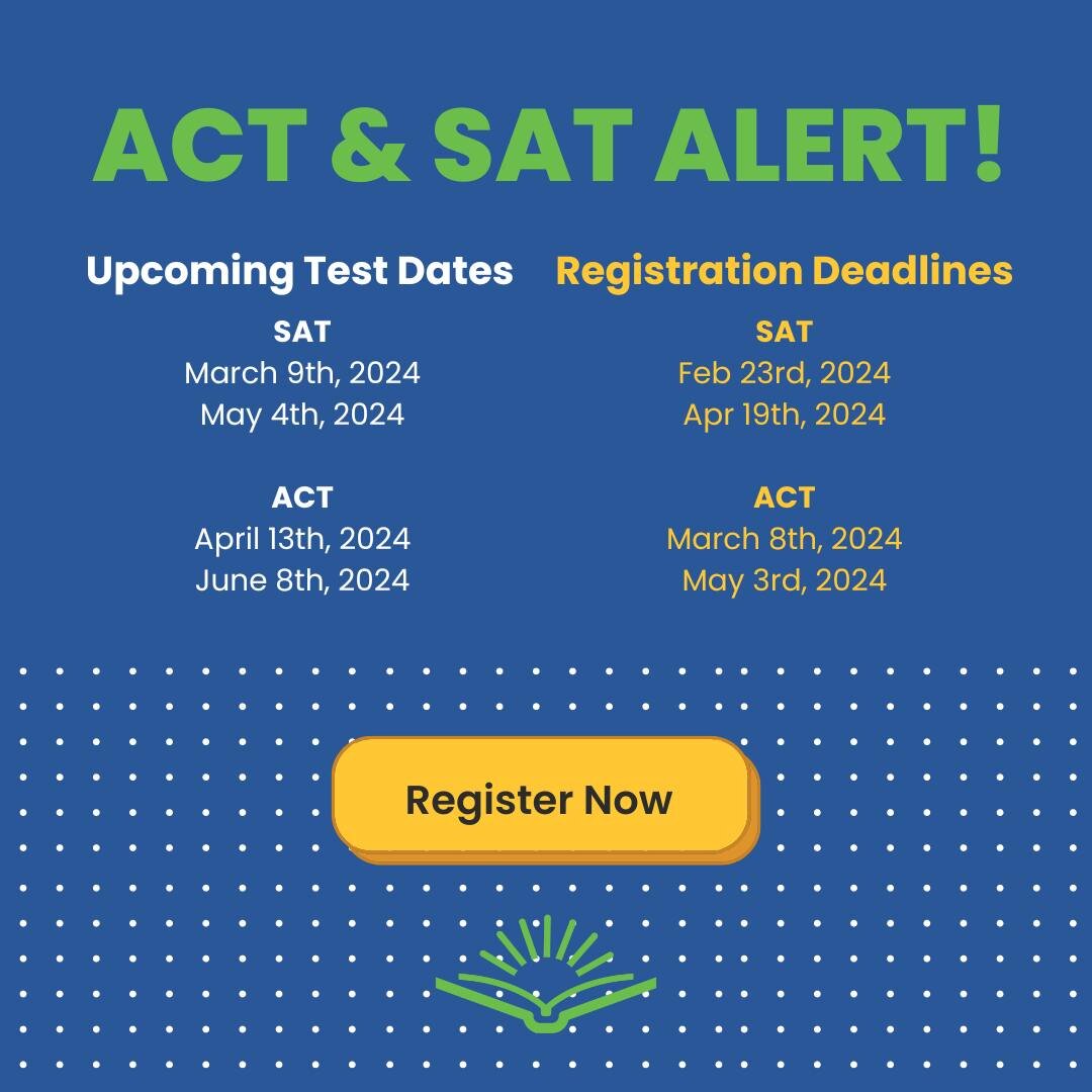 ❗Attention current juniors!❗It's time to start thinking about signing up for an upcoming ACT or SAT test. 📝📚 Signing up early is key, so head over to ACT.org or CollegeBoard.org to secure your spot now! ✅

#CollegePrep #PostsecondaryEducation #ACT 