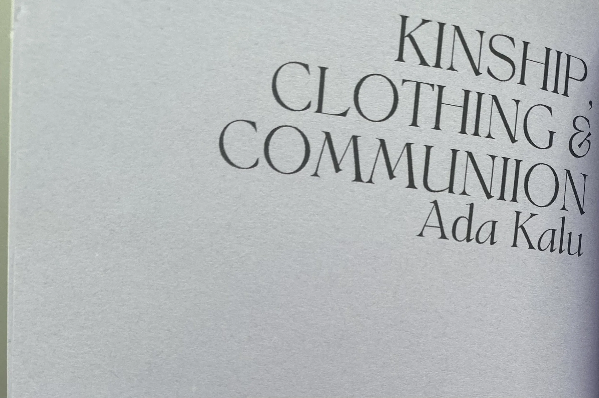 Kinship, communion and clothing