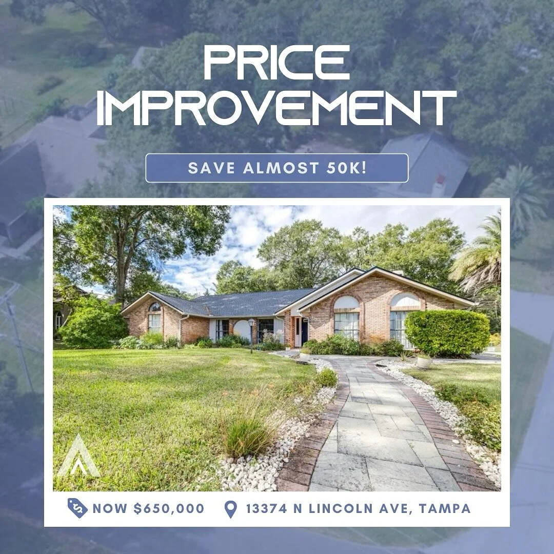 🚨💲Price improvement alert!💲🚨

Incredible deal on this property at 13374 N Lincoln Ave, Tampa, FL! 

Save nearly 50k on this 4 bed, 2 bath, 2894 sq ft home. Situated on half an acre in Tampa! 

DM us for details or visit our open house this weeken