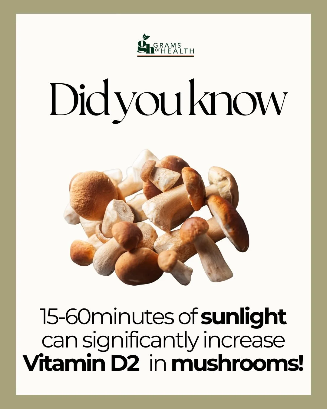 Vitamin D helps your body absorb calcium, keeping bones strong! Sun-exposed mushrooms are a delicious plant-based way to boost your D intake!

During perimenopause and menopause, declining estrogen can speed up bone loss, increasing the risk of fract