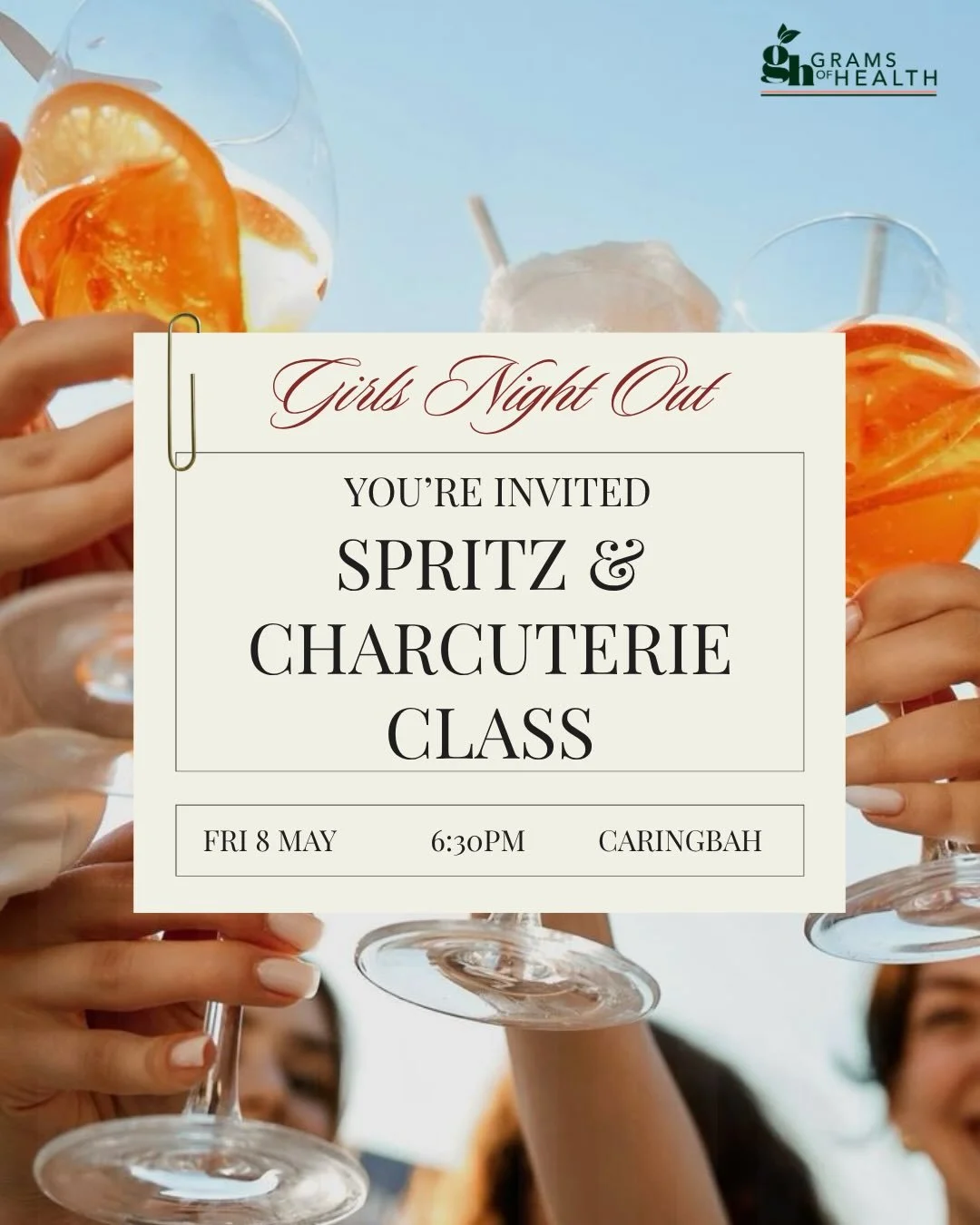 🍊✨ Girls Night Out is officially on the calendar THIS FRIDAY.

Join us for our Spritz &amp; Charcuterie Class; a 3-hour evening of mixing, building and eating your way through the best of Italian-inspired entertaining.

Here&rsquo;s what&rsquo;s in 