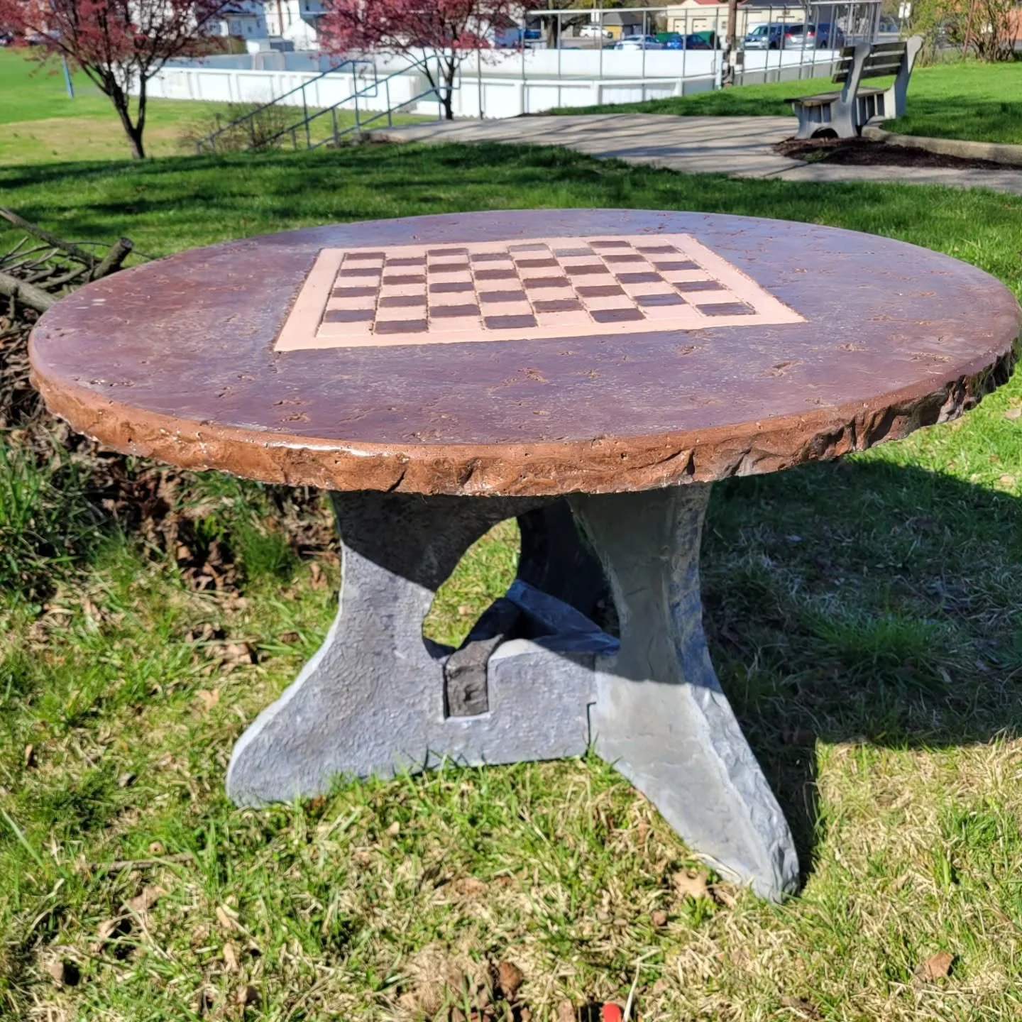 Looking for a statement piece? Introducing our concrete furniture line of tables: 4' chess table &amp; 3' wood round - BOTH CONCRETE! Durable, sleek, and COLOR CUSTOMIZABLE.  DM us for details!
