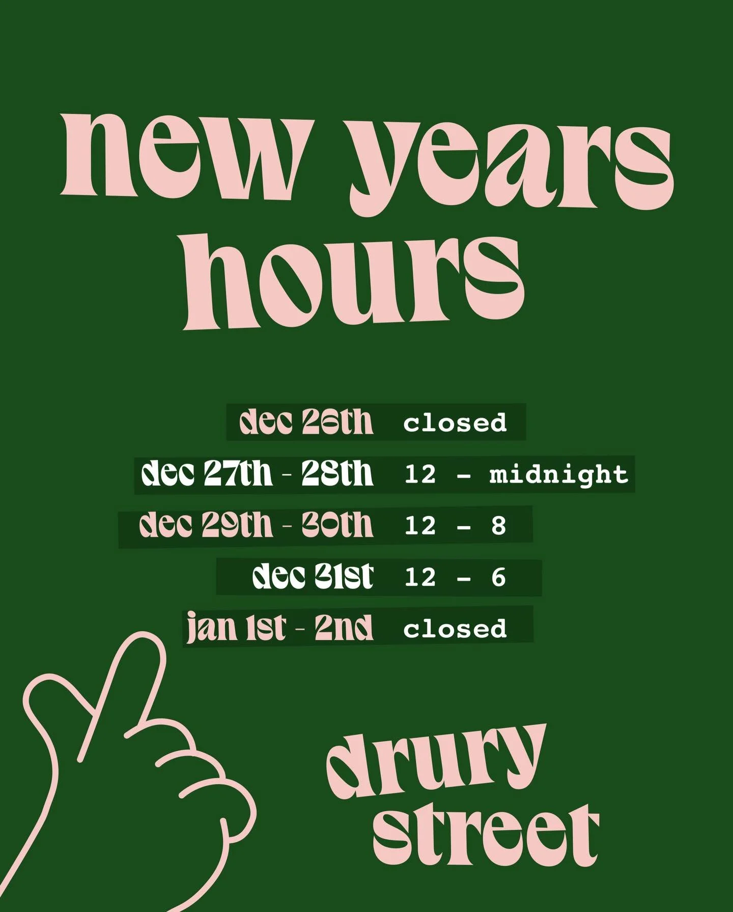 Hope everyone is having a lovely holiday 🤌 

Our hours over the next few days 🎉 

Grazie to everyone that came in to say ciao this year 🫶