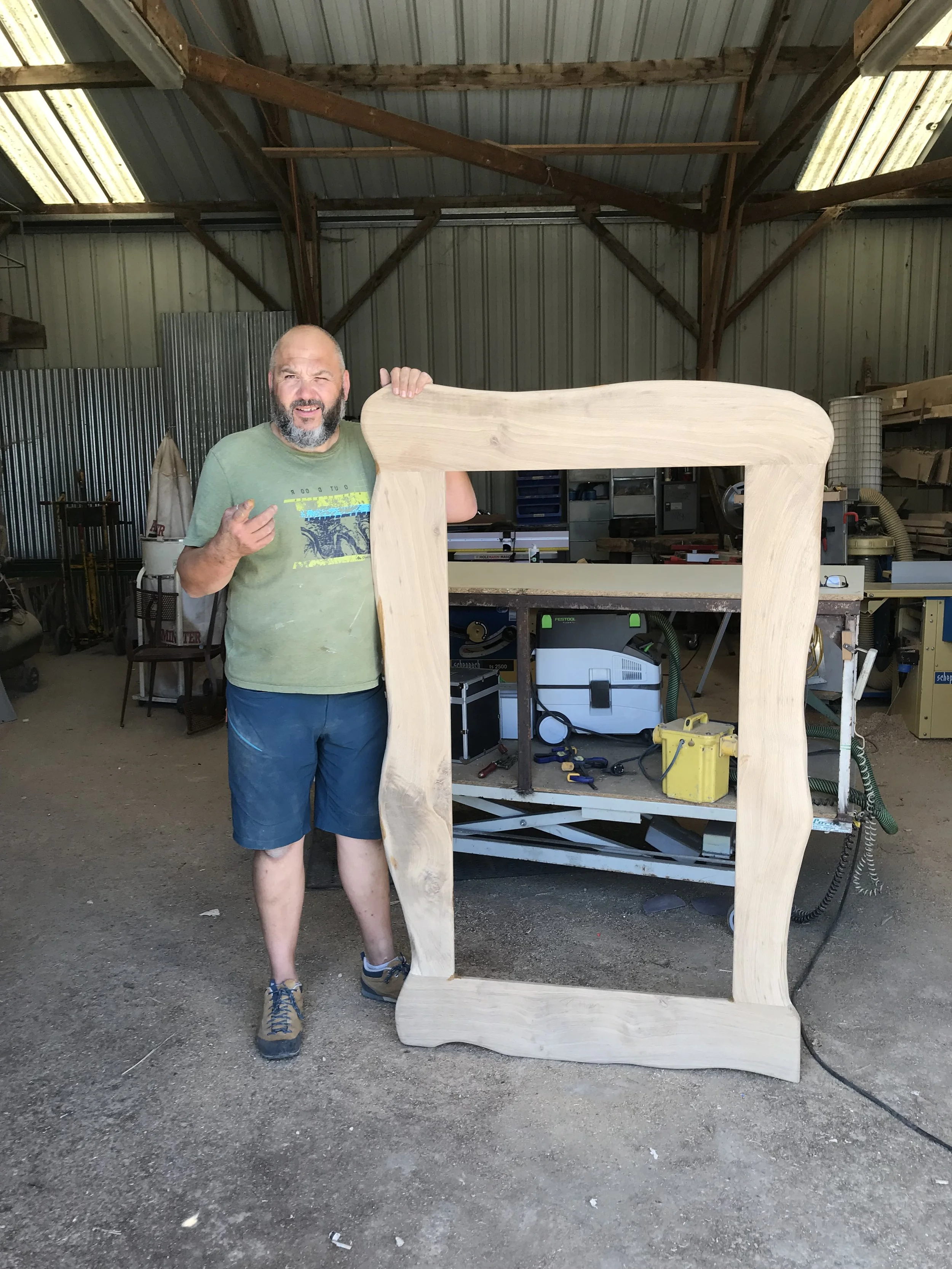 Oak floor standing mirror 