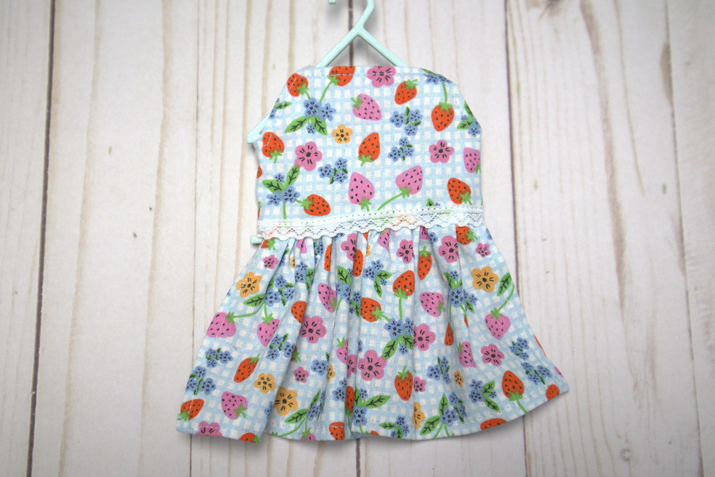 Strawberry Print Dress with Lace Detail
