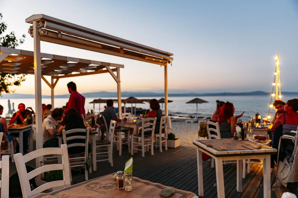 Evening sunset on a greek beach.