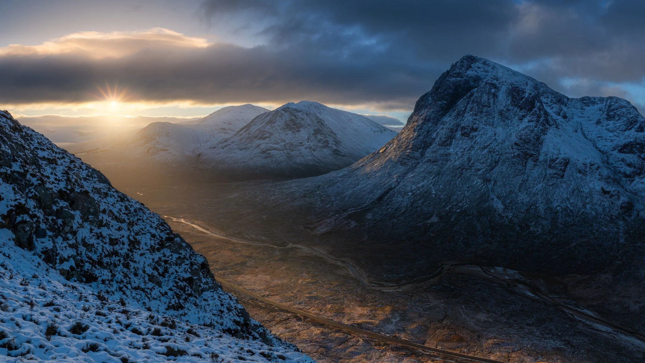 Sunrise from Stob Beinn a&rsquo;Chrulaiste, Scotland
The way up was challenging - steep, icy, and slow - but views like this always make the effort worth it. Watching the first light spill over Glencoe felt unreal.

#StobBeinnaChrulaiste #Glencoe #Sc