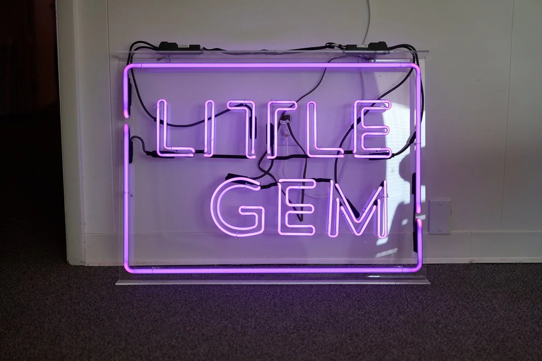 Another view of the Little Gem sign in our workshop, prior to delivery.
