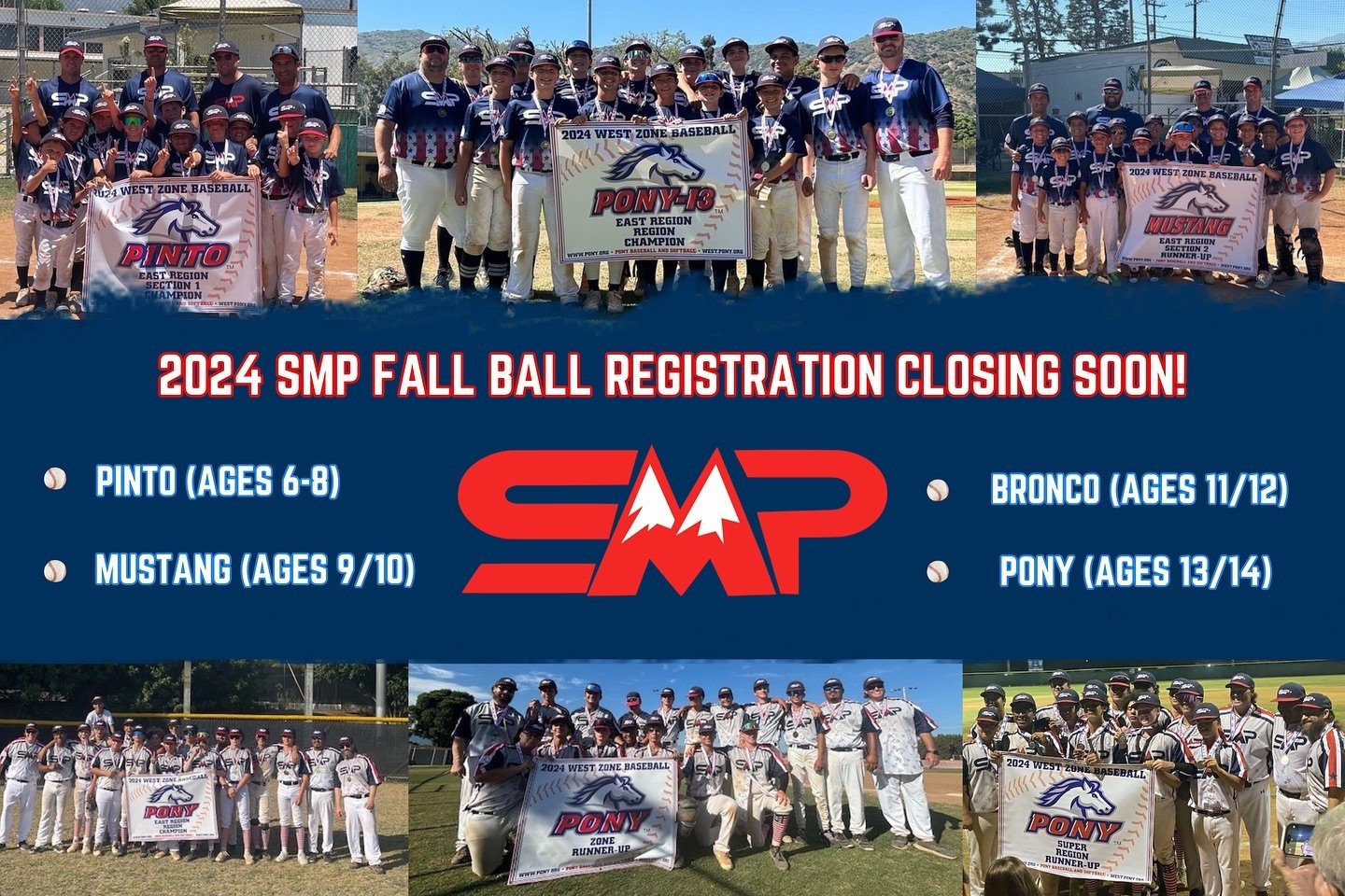 SMP Fall Ball registration will be closing soon.  Our Fall program will be based around development and preparing players for the Spring season through practices, games, tournaments and monthly &ldquo;camp&rdquo; style position and hitting specific w