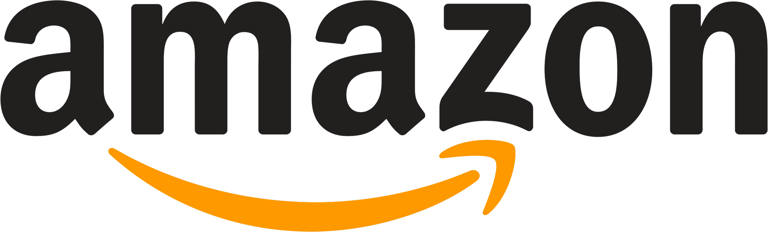 Amazon logo featuring black text and an orange arrow.