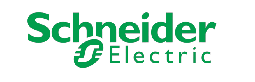 Schneider Electric logo in green text on a black background.