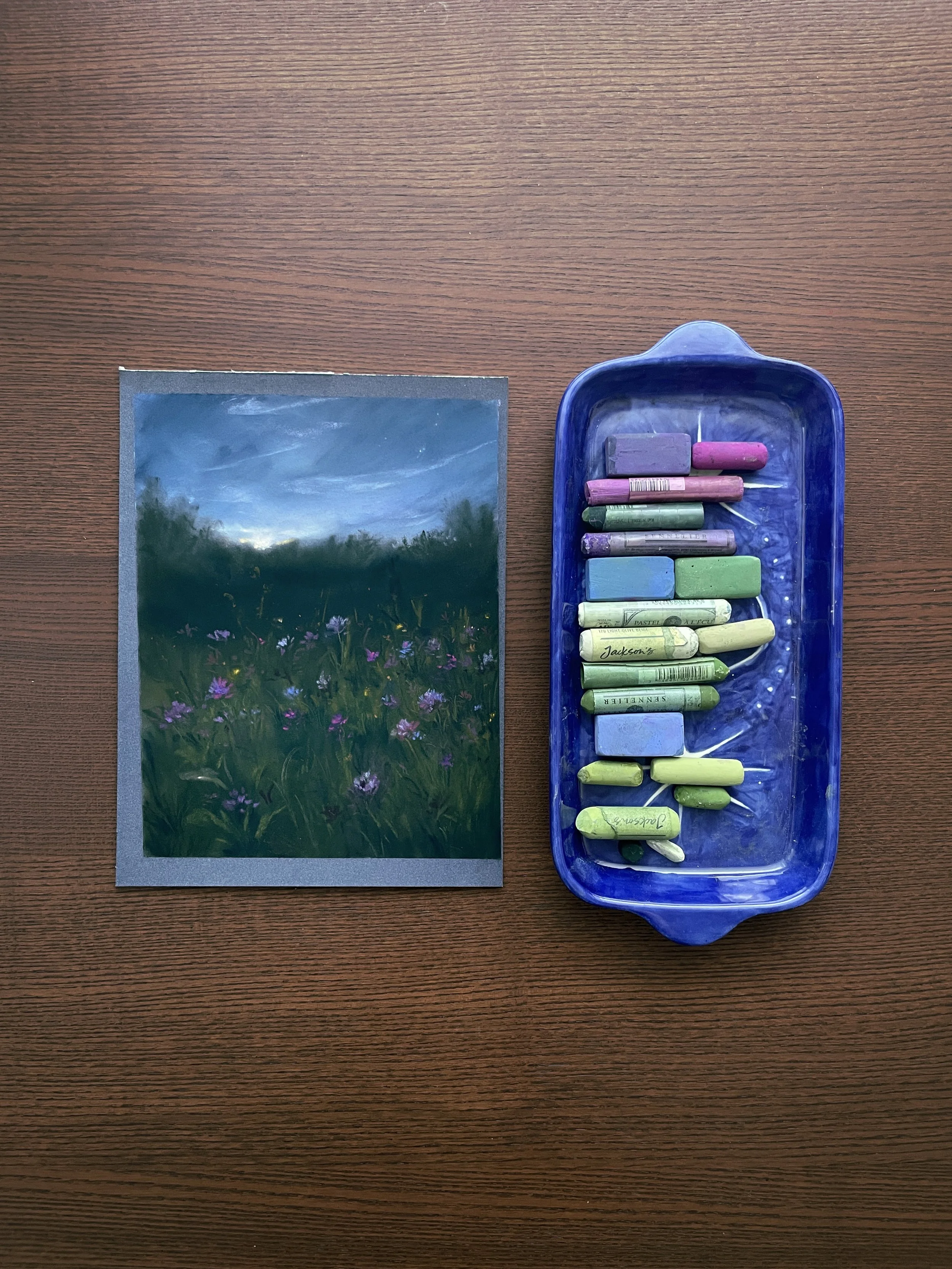Paysage au pastel tendre, « Paysage nocturne »