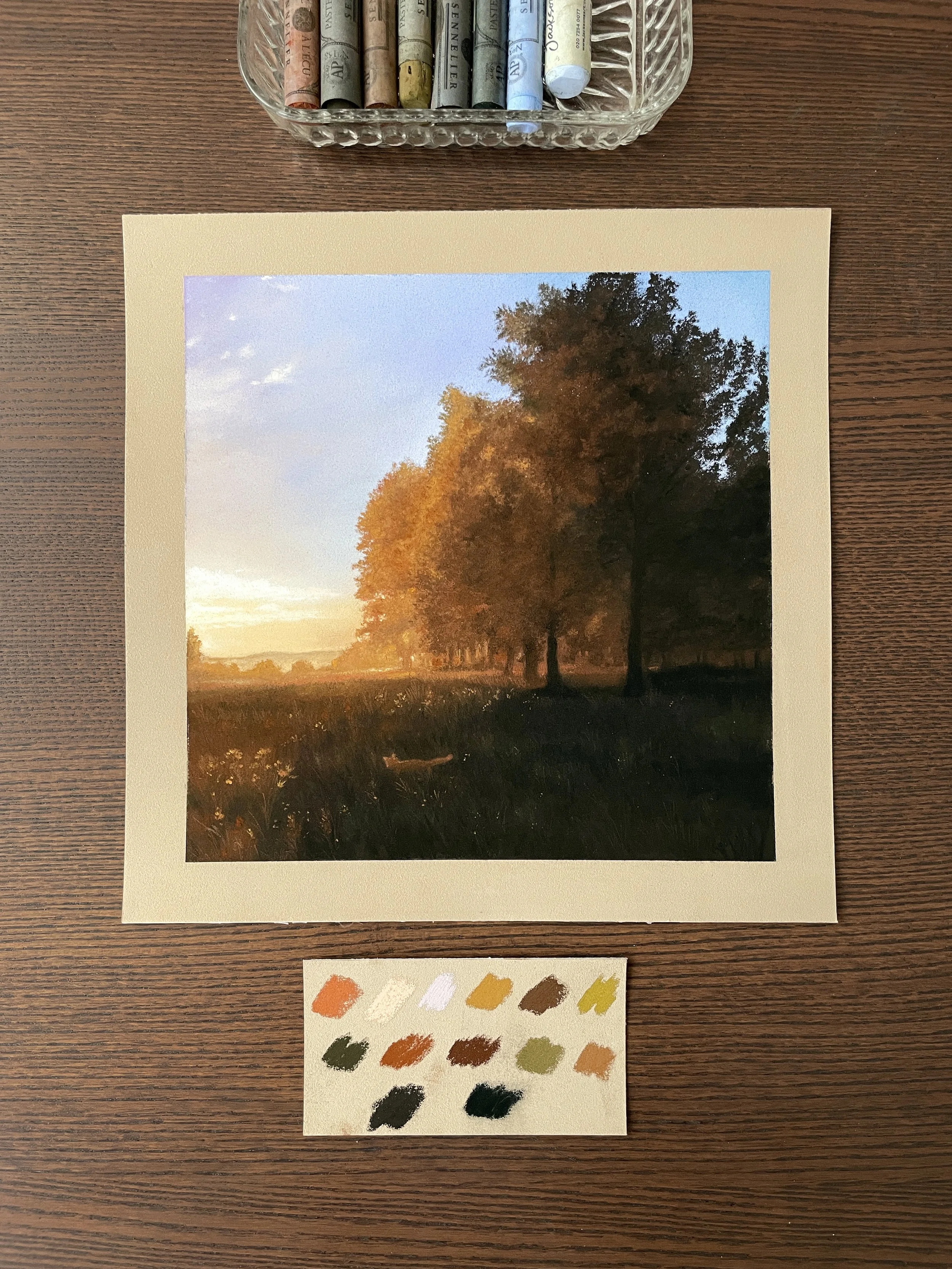 Paysage au pastel tendre, « Lueur d'automne »