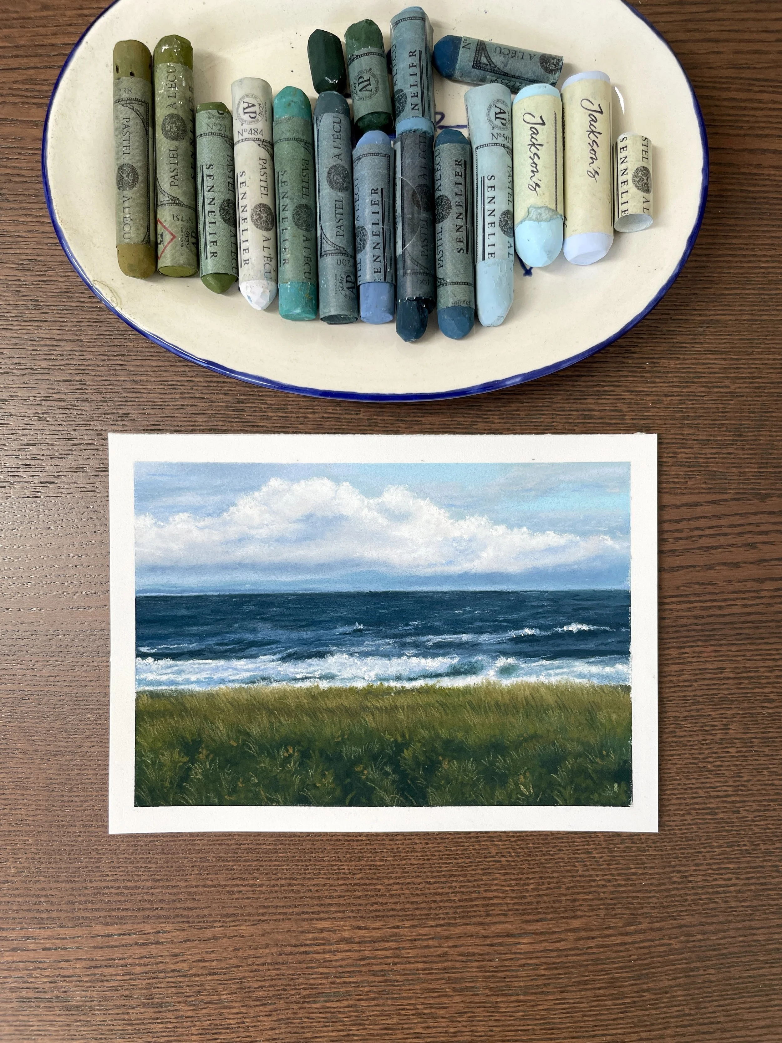 Paysage au pastel tendre, « Souvenir de l'océan »