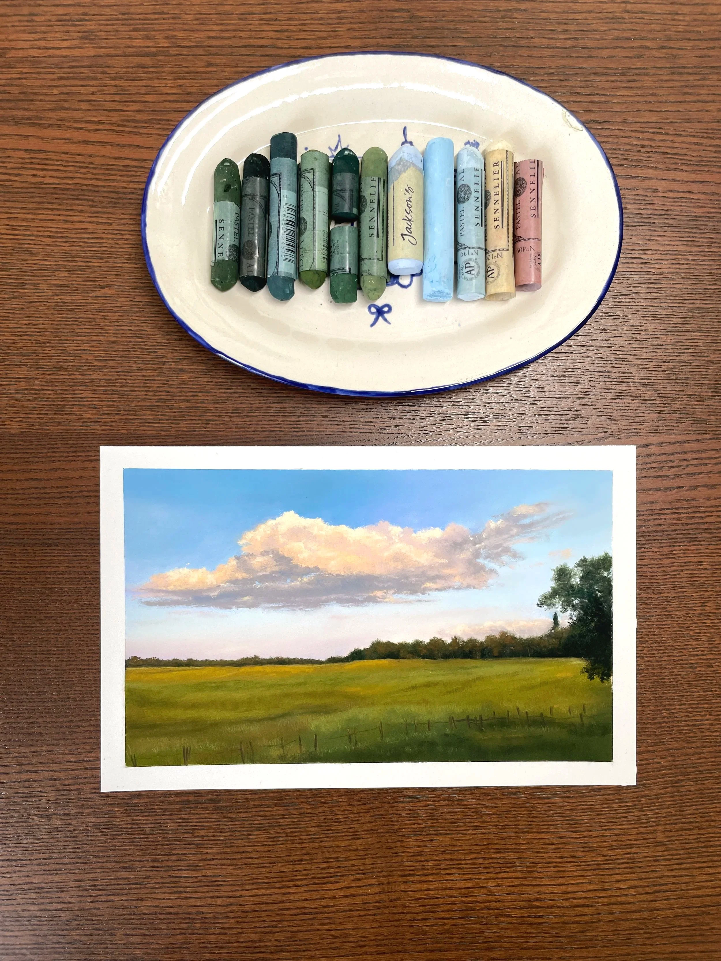 Paysage au pastel tendre, « Étude de nuage I »