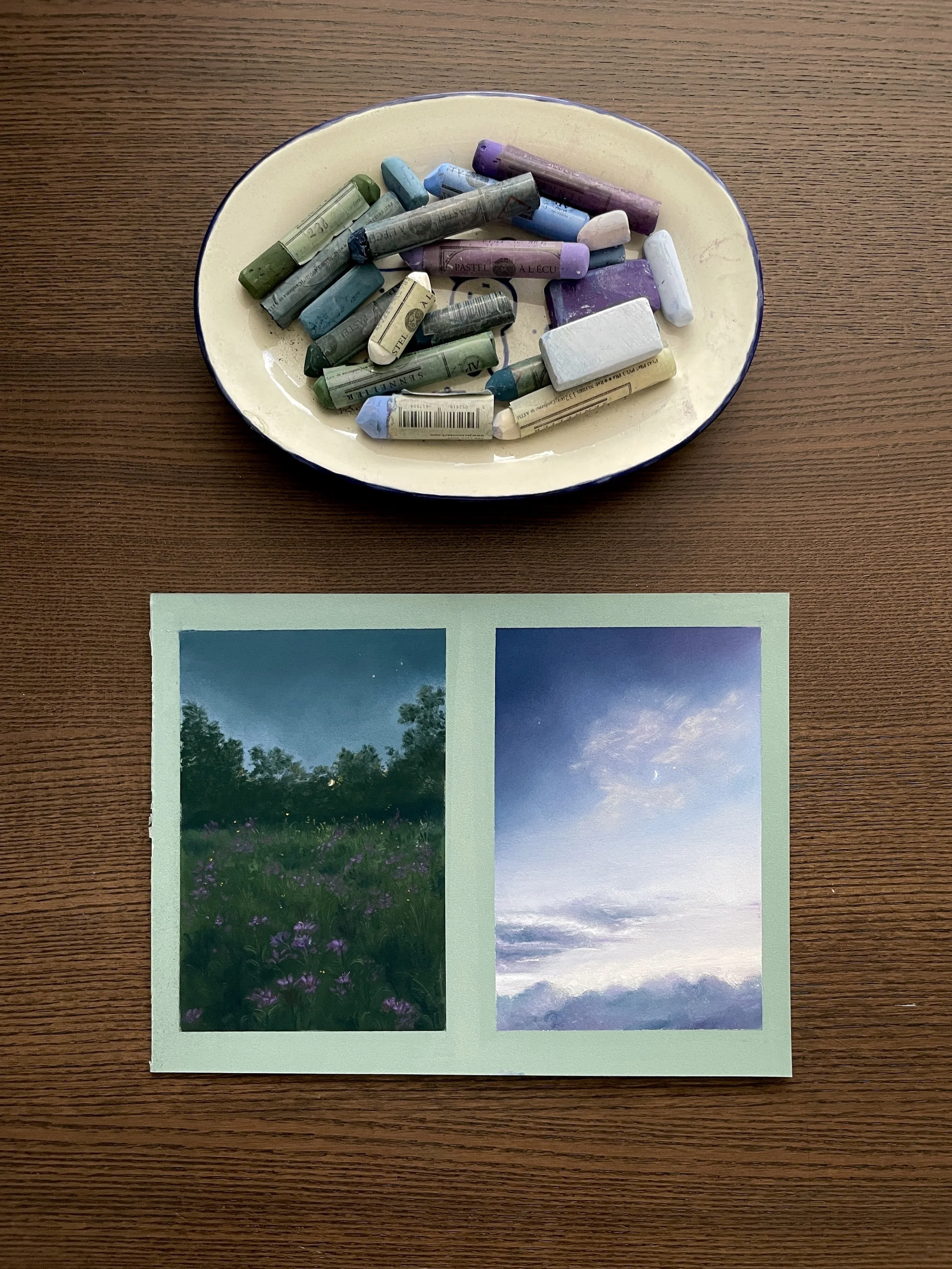 Paysage au pastel tendre, « Le crépuscule »