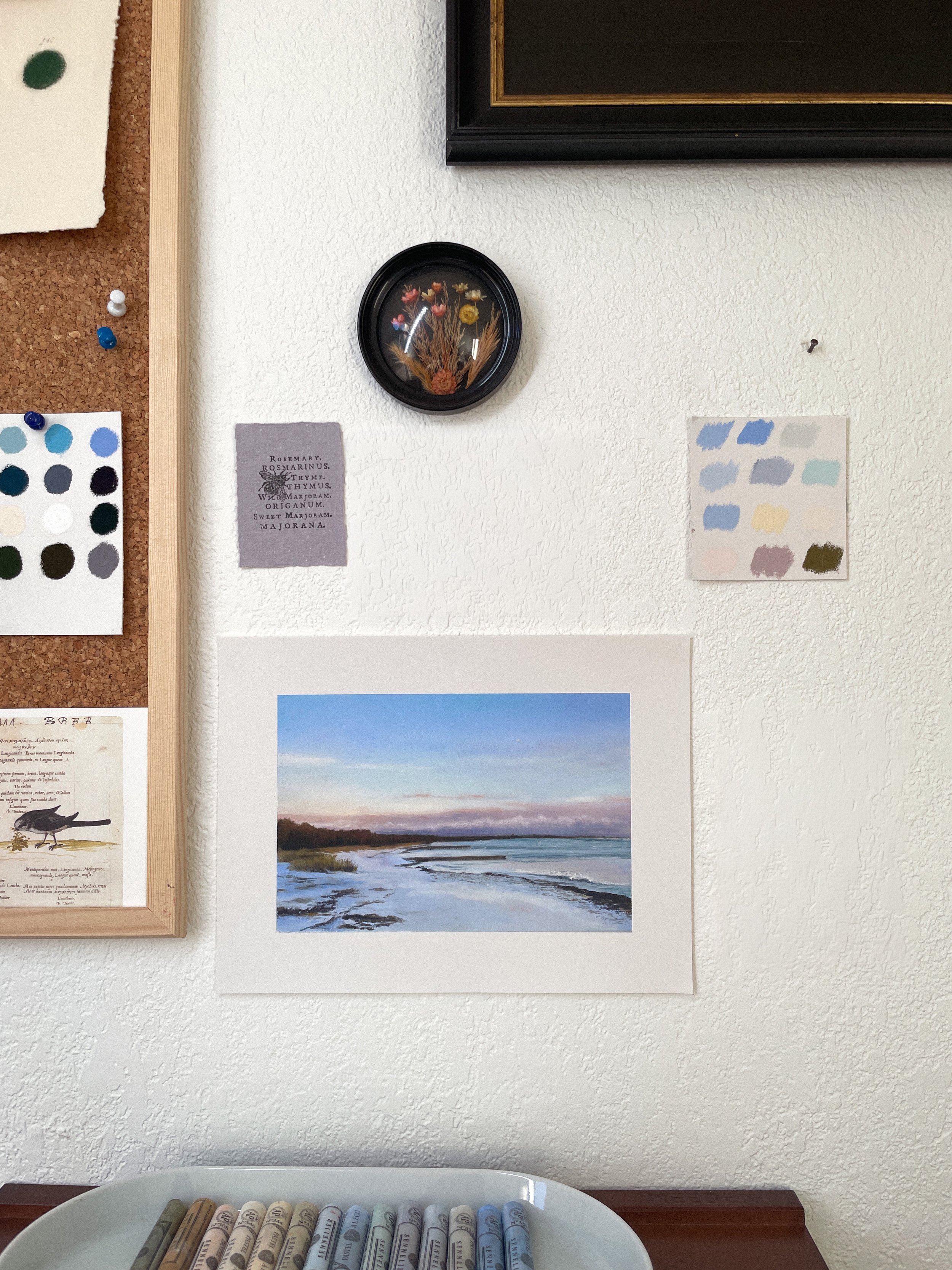 Paysage au pastel tendre, « Plage enneigée III »